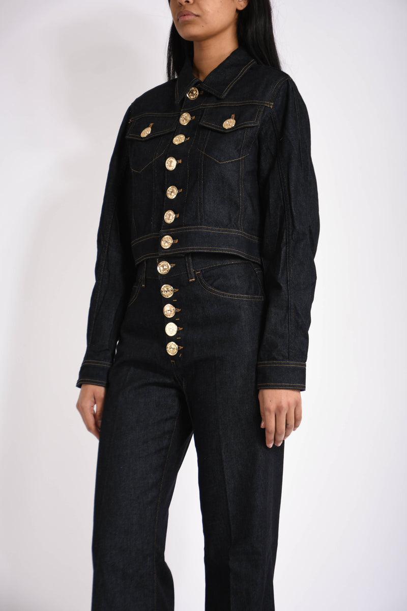 Giubbino slim in denim fisso