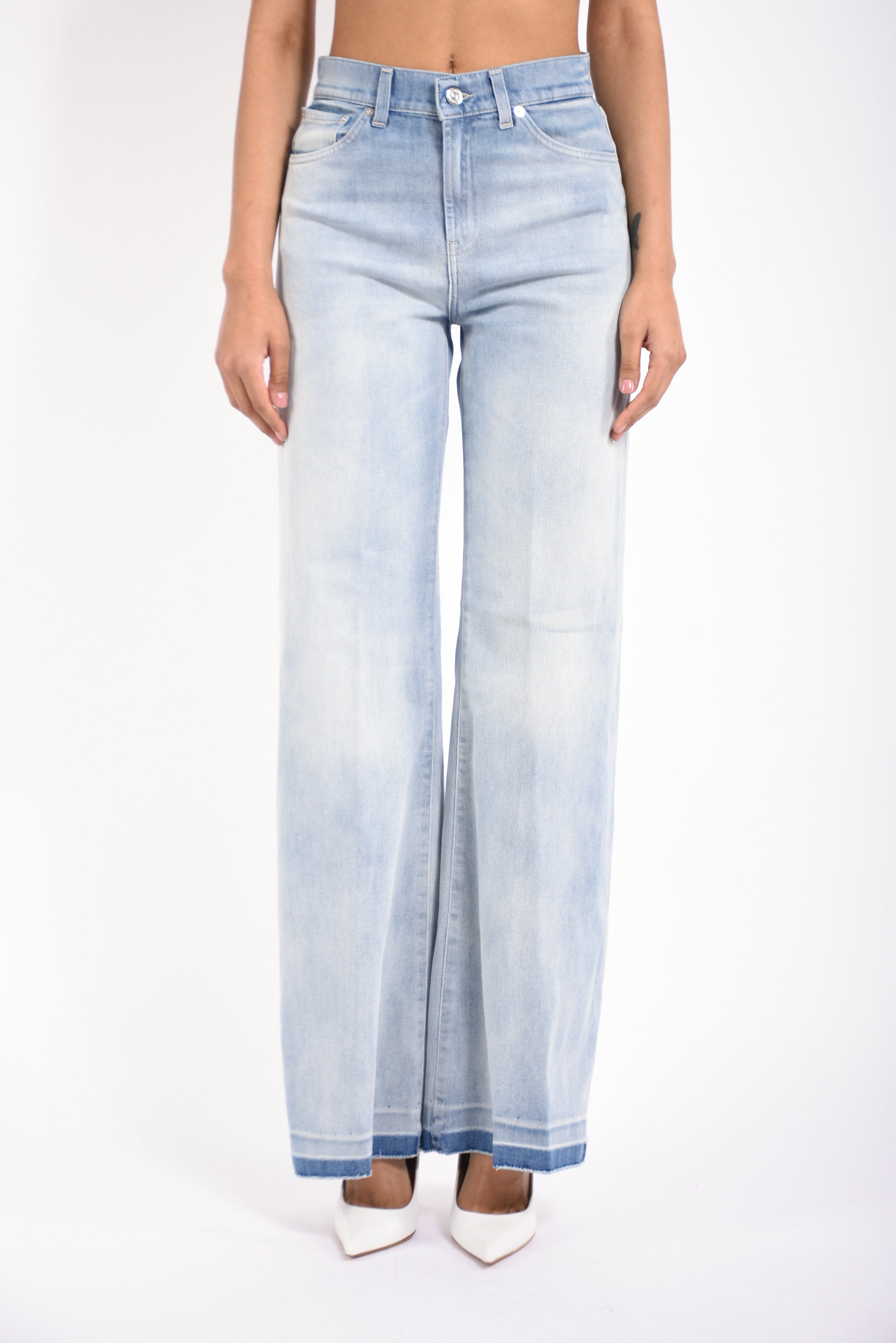 Jeans wide leg in denim fisso amber