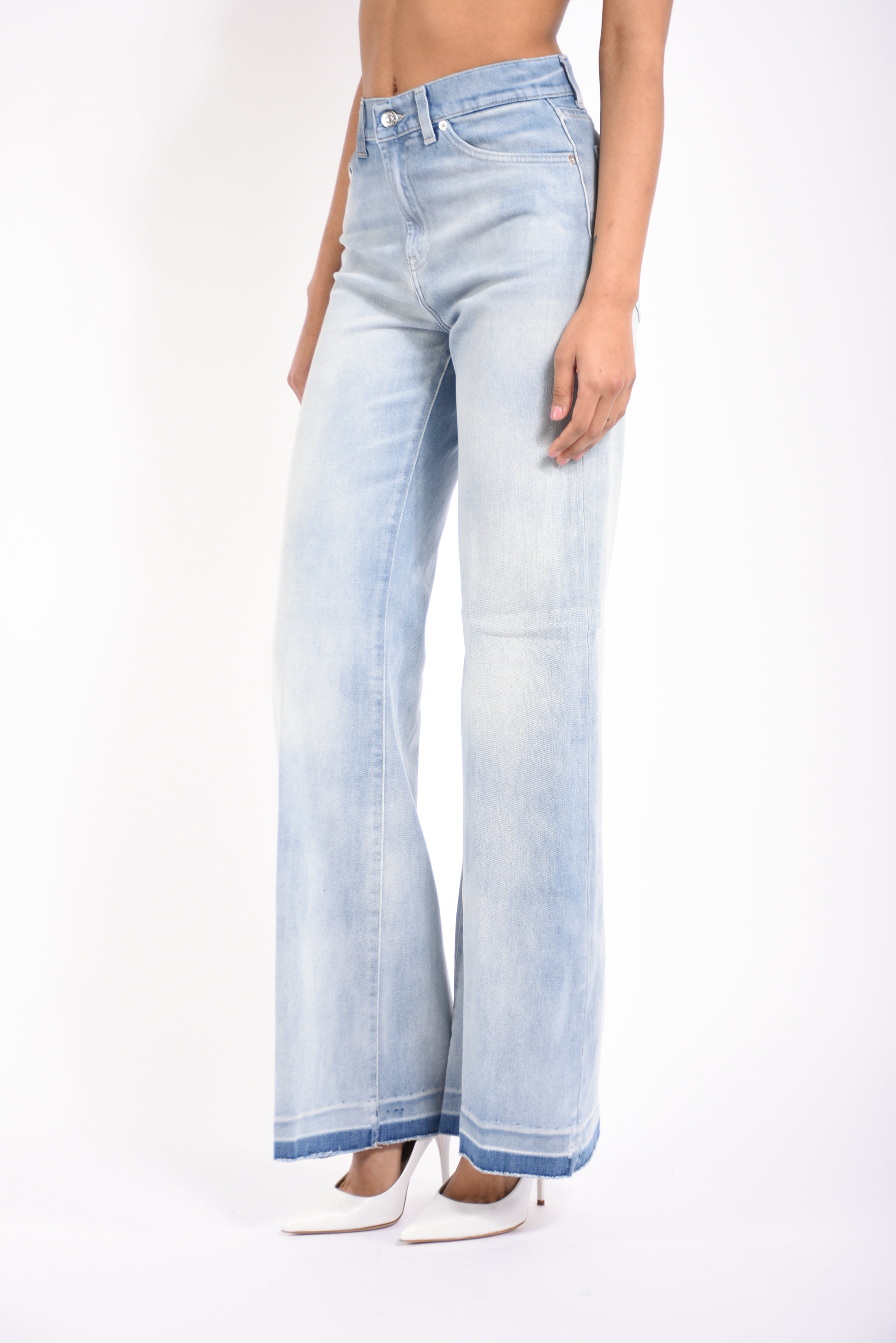 Jeans wide leg in denim fisso amber