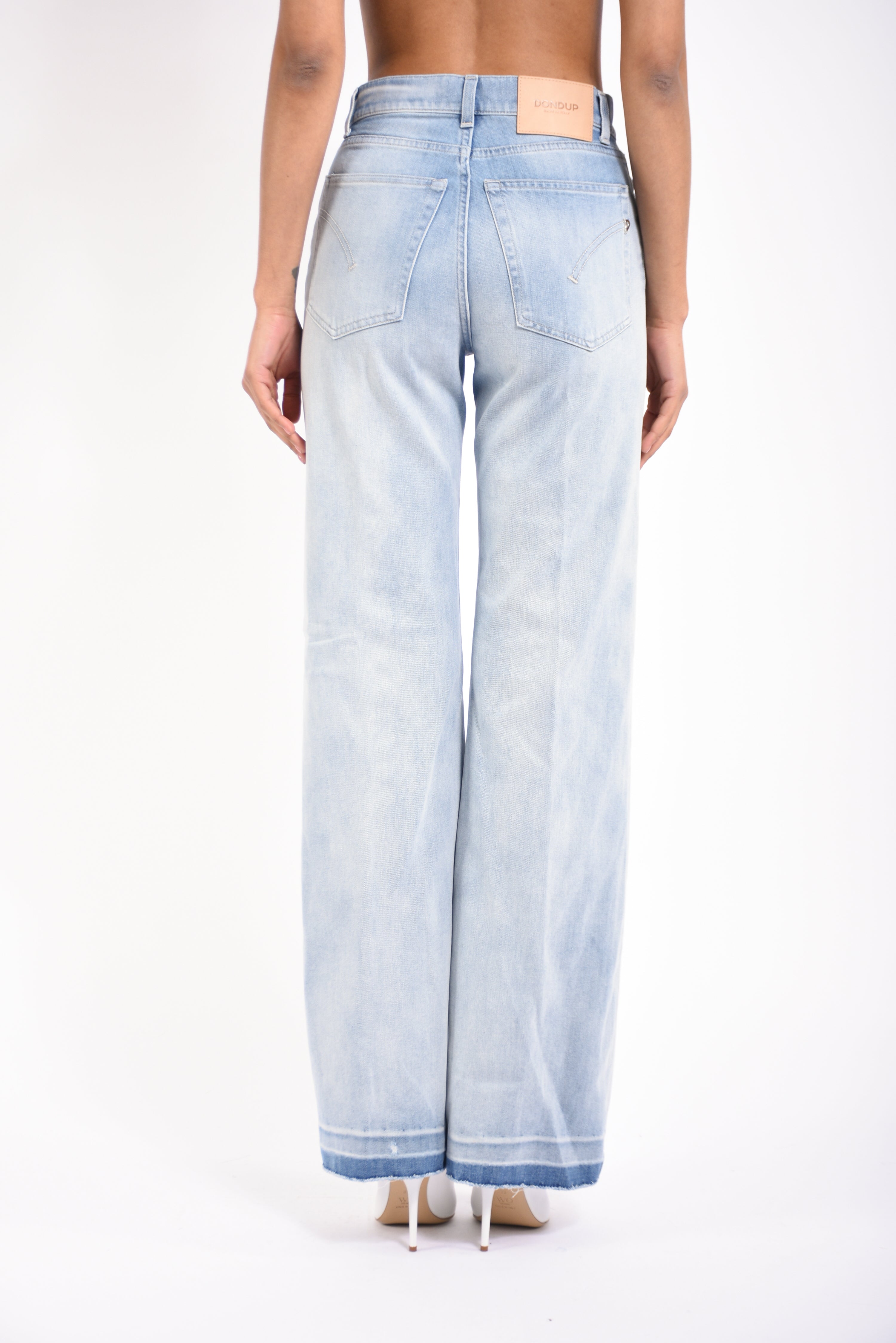 Jeans wide leg in denim fisso amber