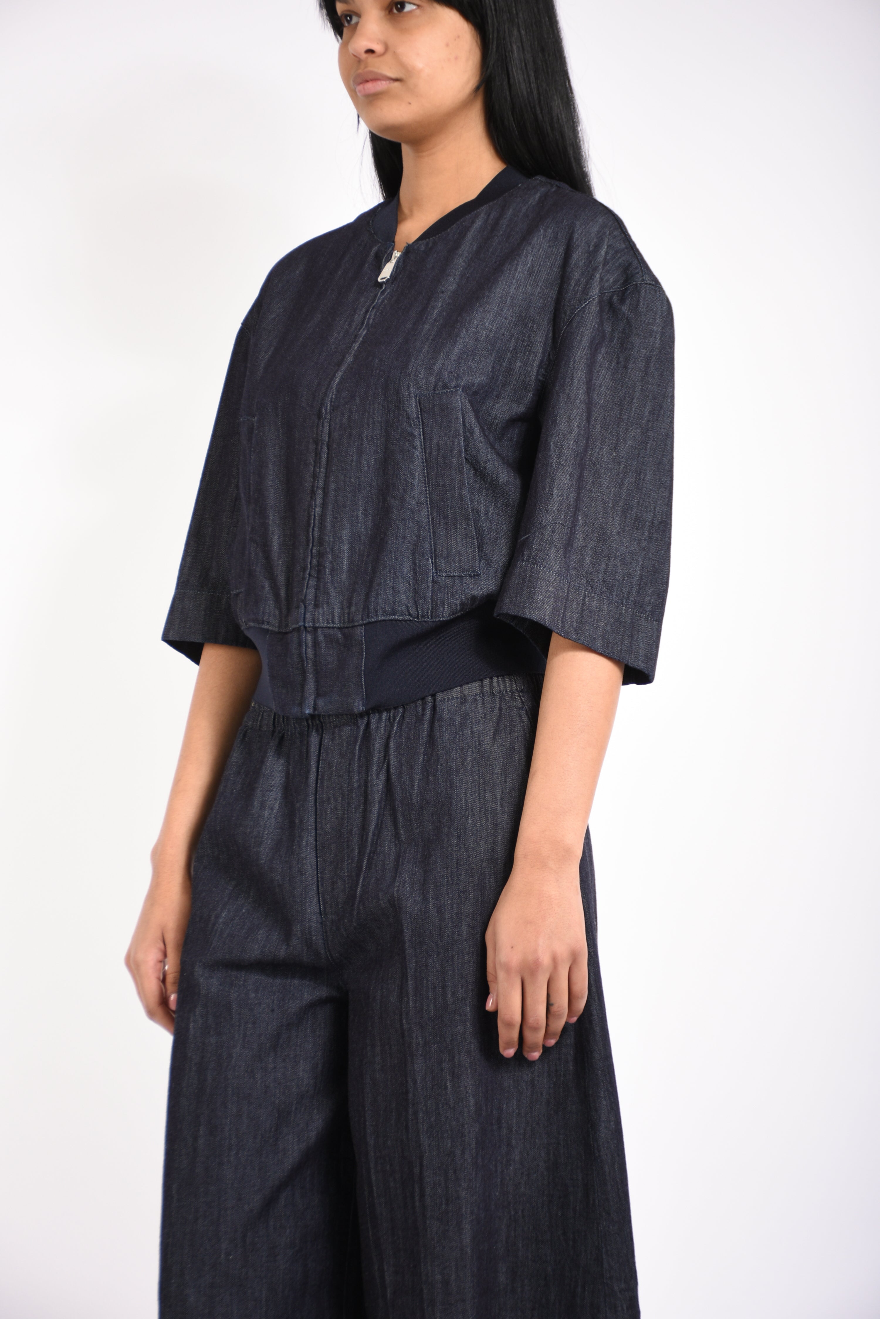 Bomber regular in denim fisso