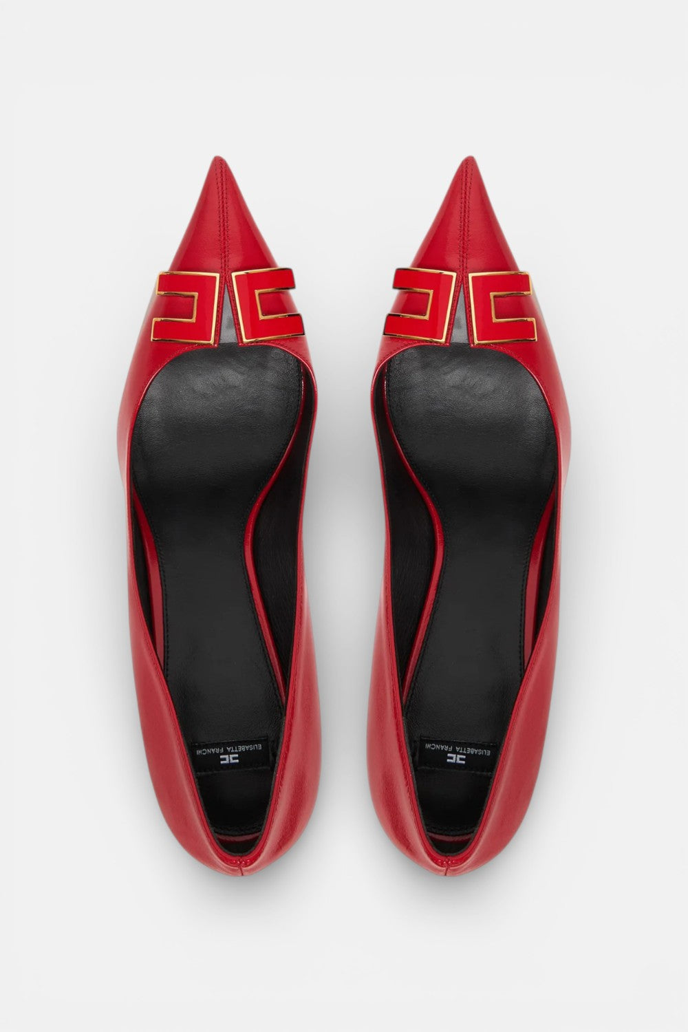 Décolleté in pelle con dettaglio logo