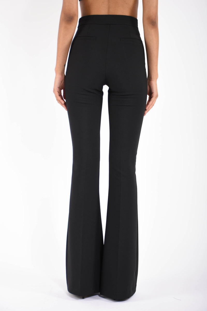 Pantaloni in doppio crêpe stretch con logo charm