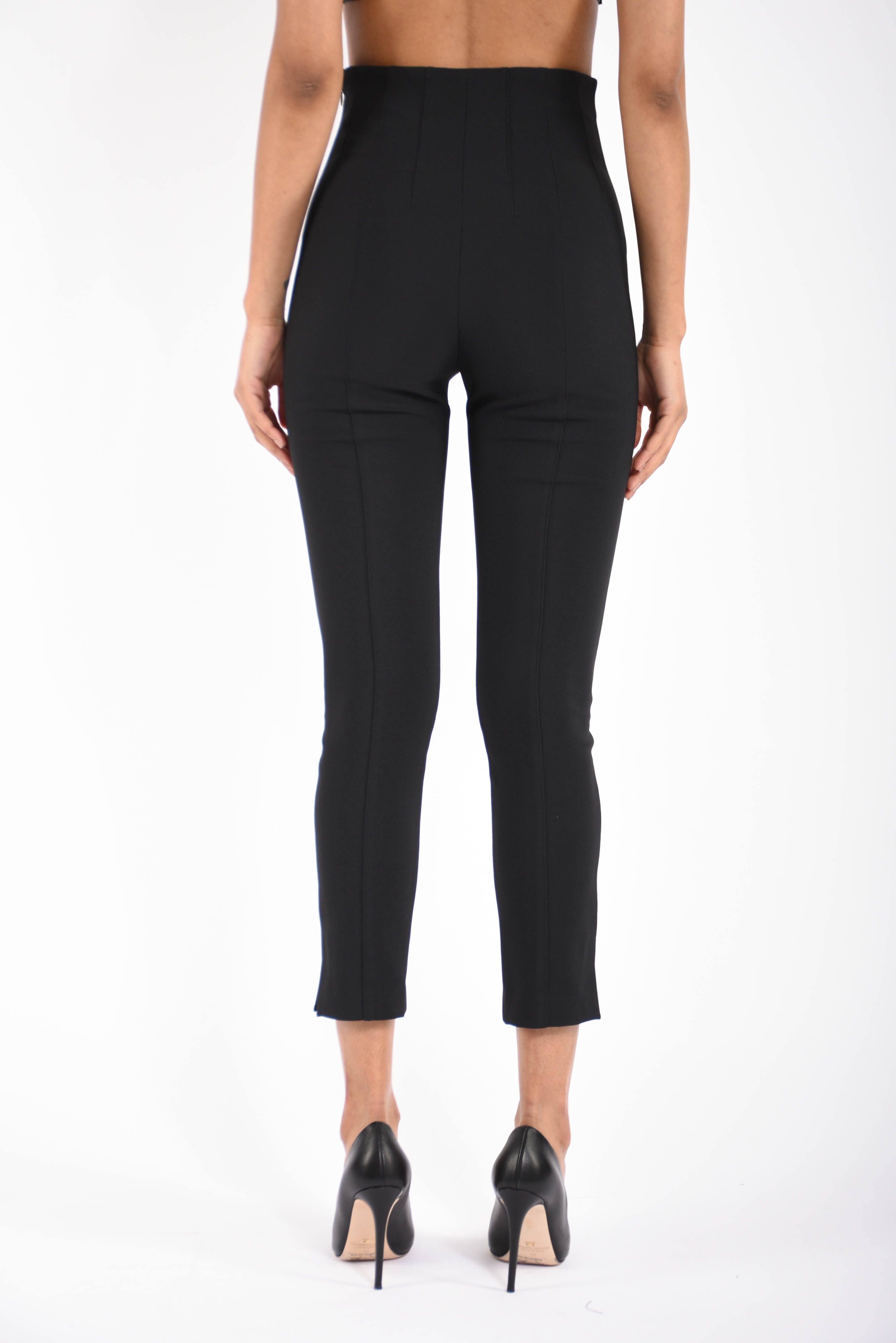 Pantaloni in doppio crêpe stretch con dettagli logo