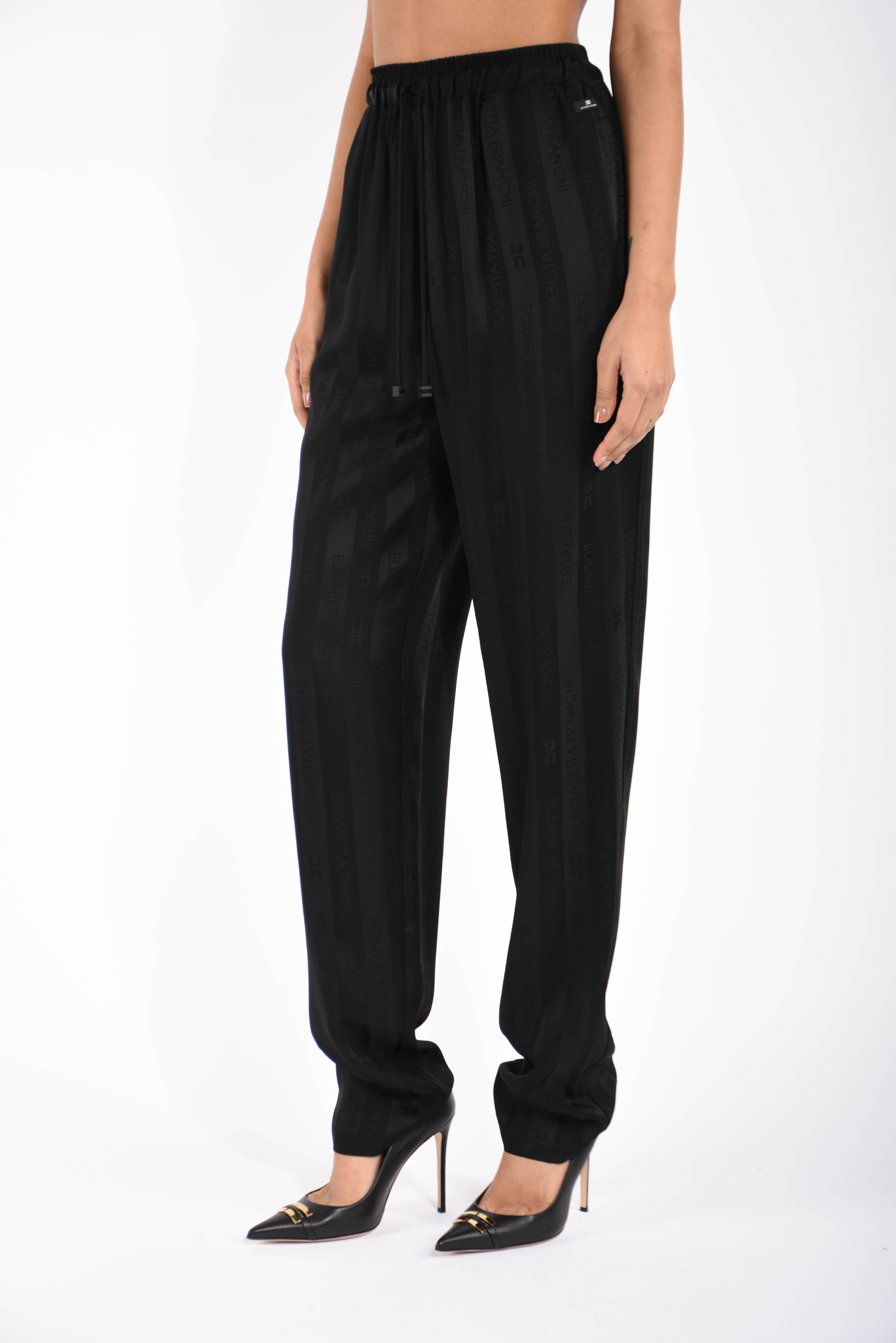 Pantaloni in satin con righe jacquard