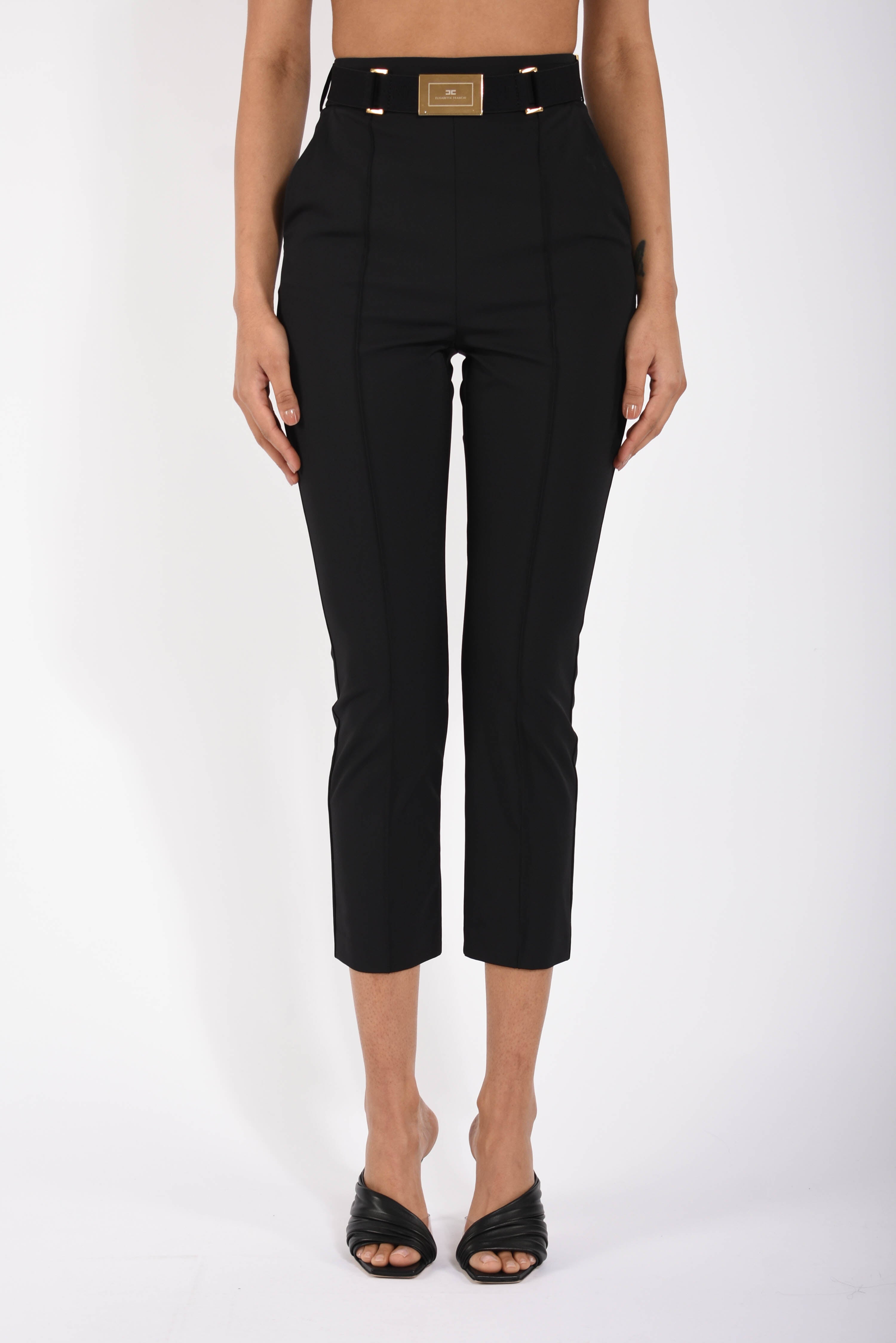 Pantaloni in tessuto tecnico bielastico con cintura