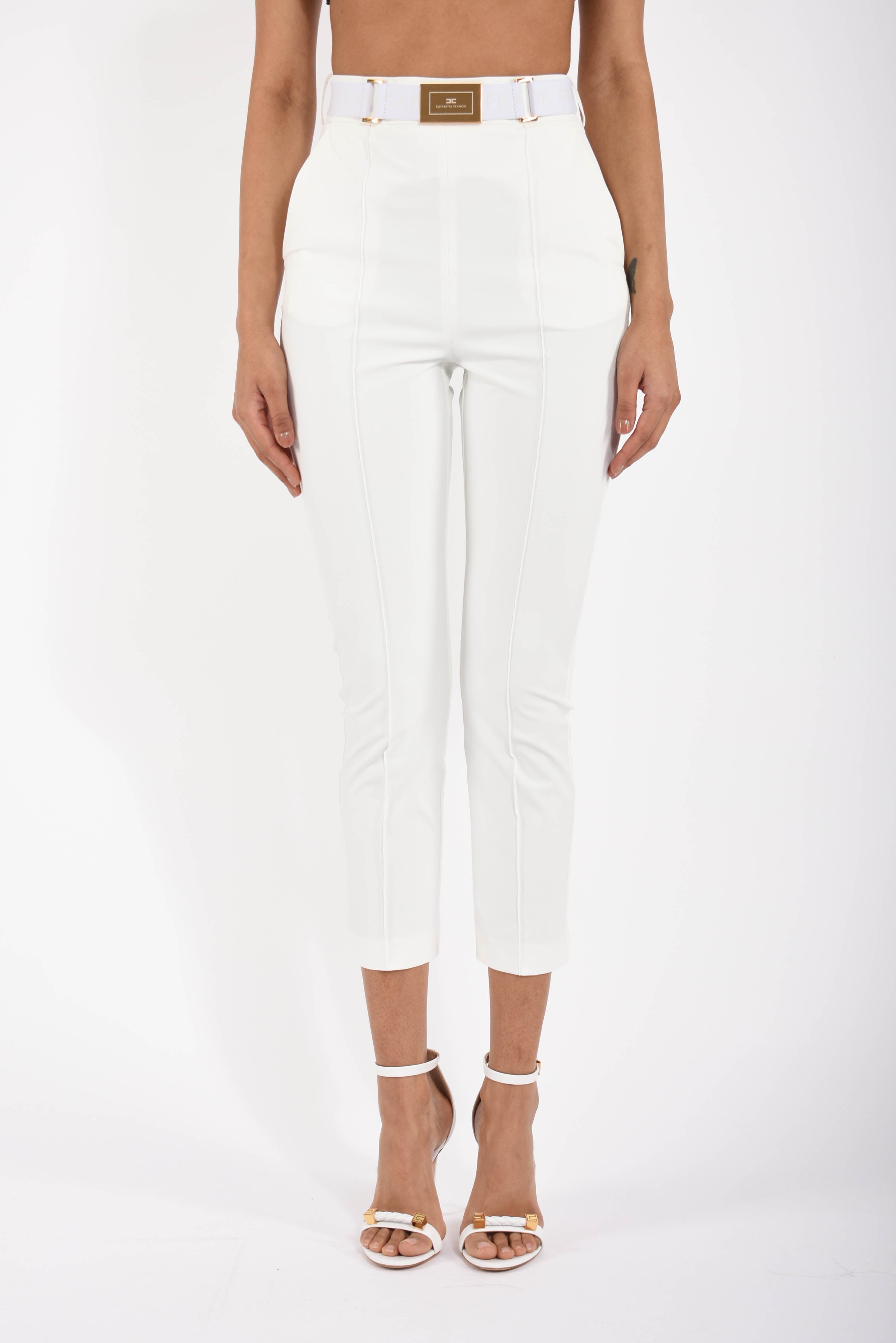 Pantaloni in tessuto tecnico bielastico con cintura