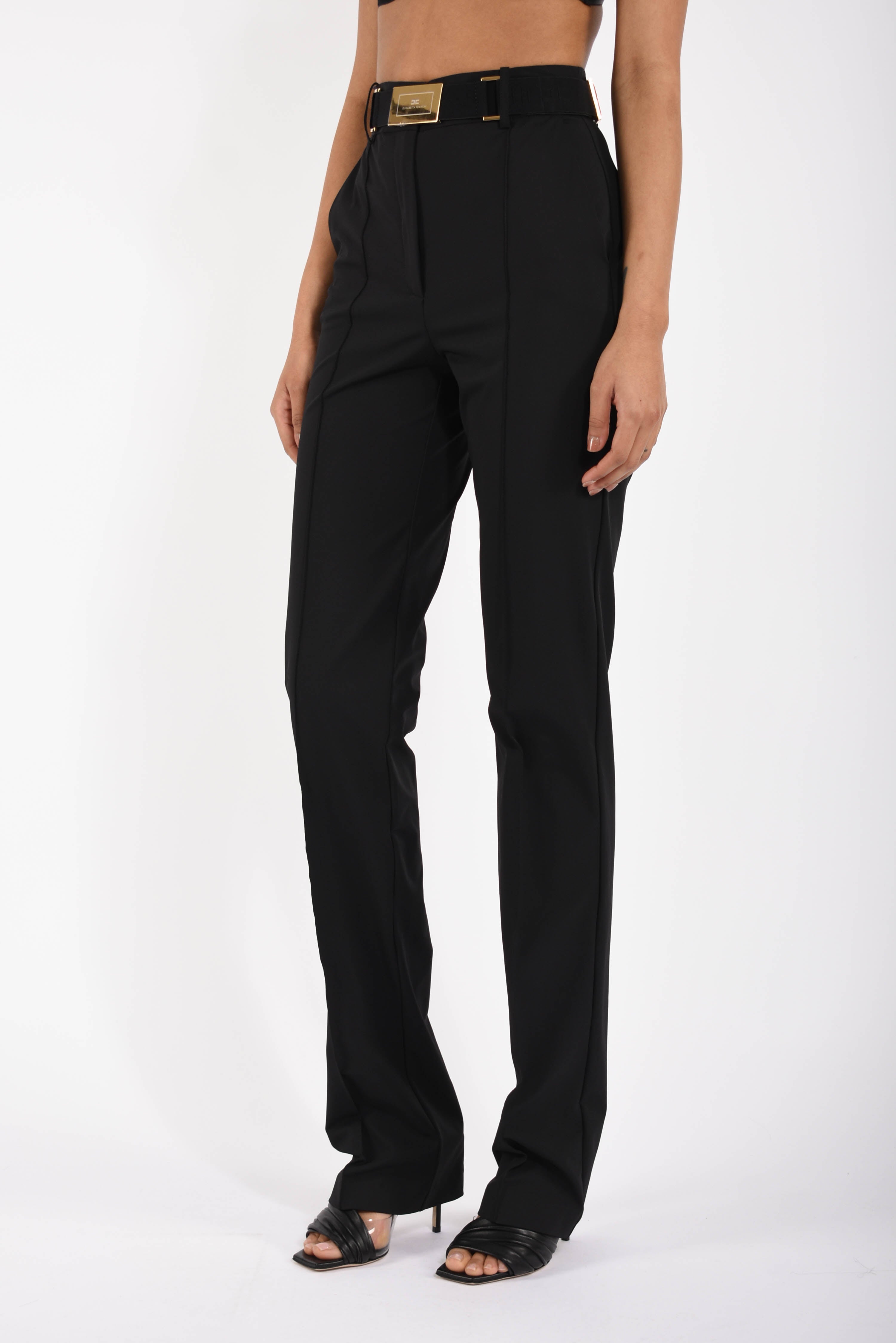 Pantaloni in tessuto tecnico bielastico con cintura