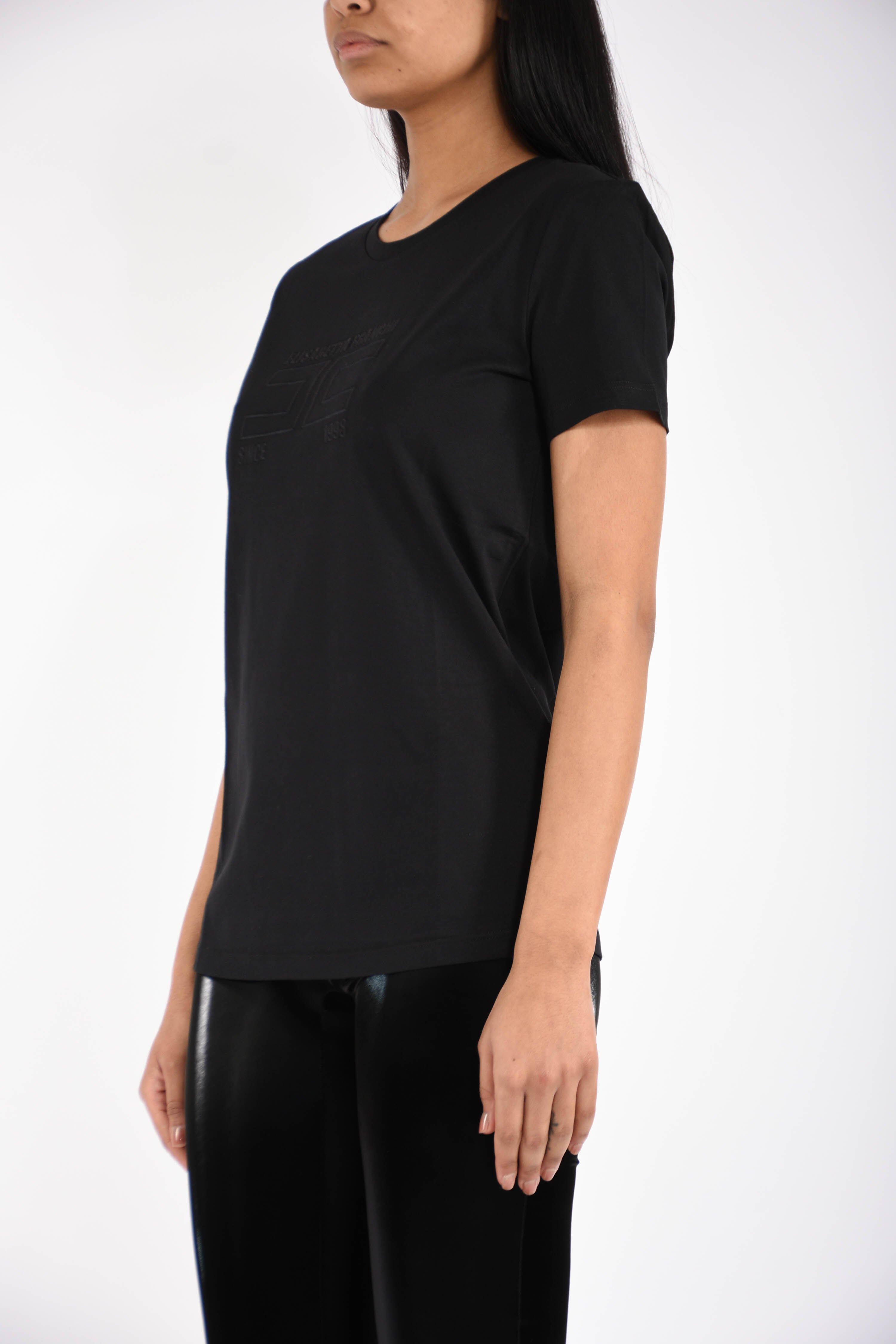 T-shirt in jersey con logo ricamato