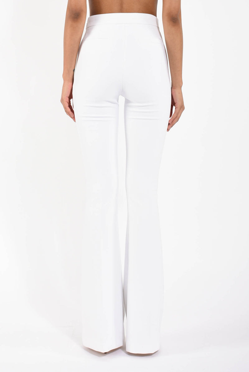 Pantaloni in doppio crêpe stretch con logo charm