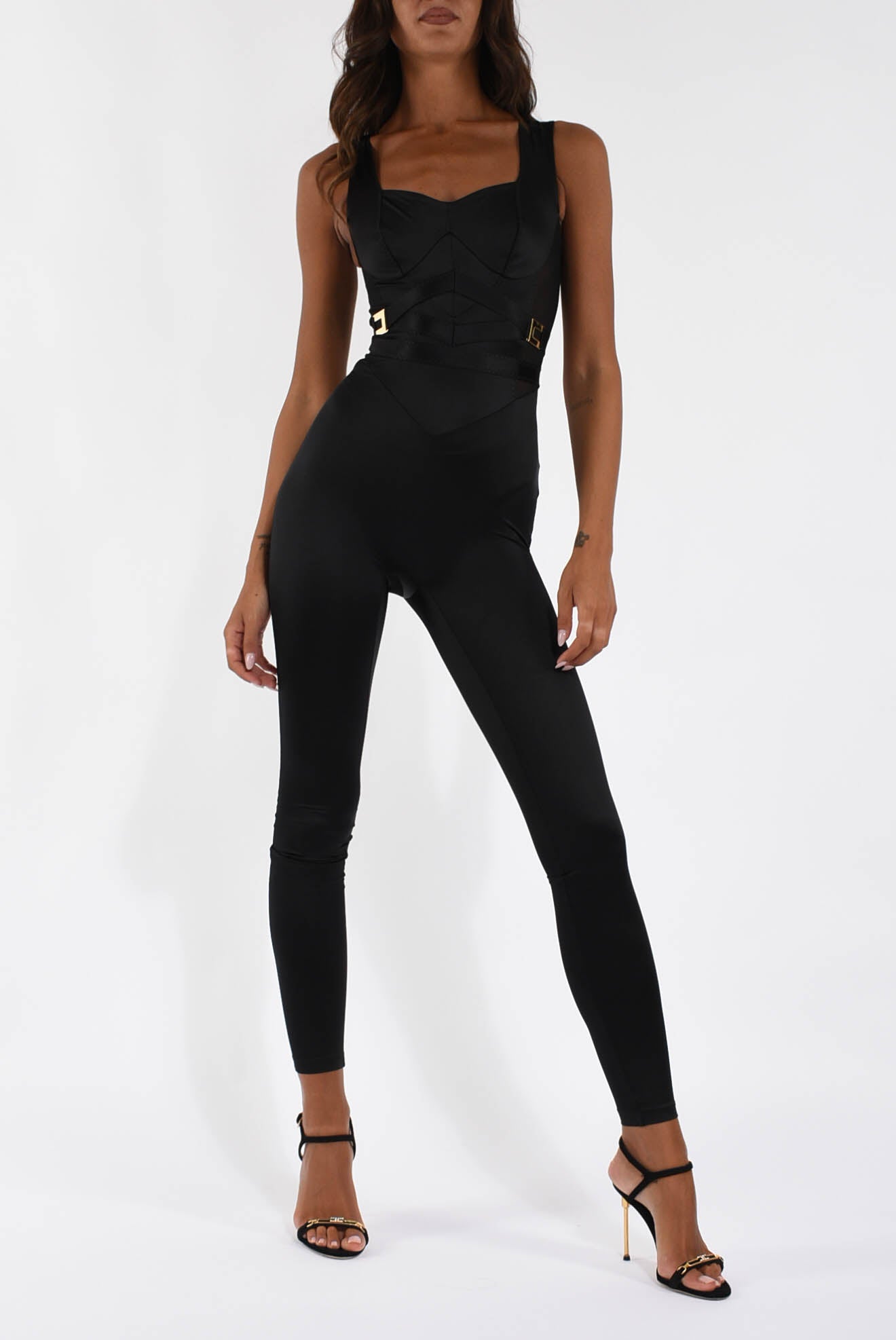 Tuta in lycra con logo gioiello
