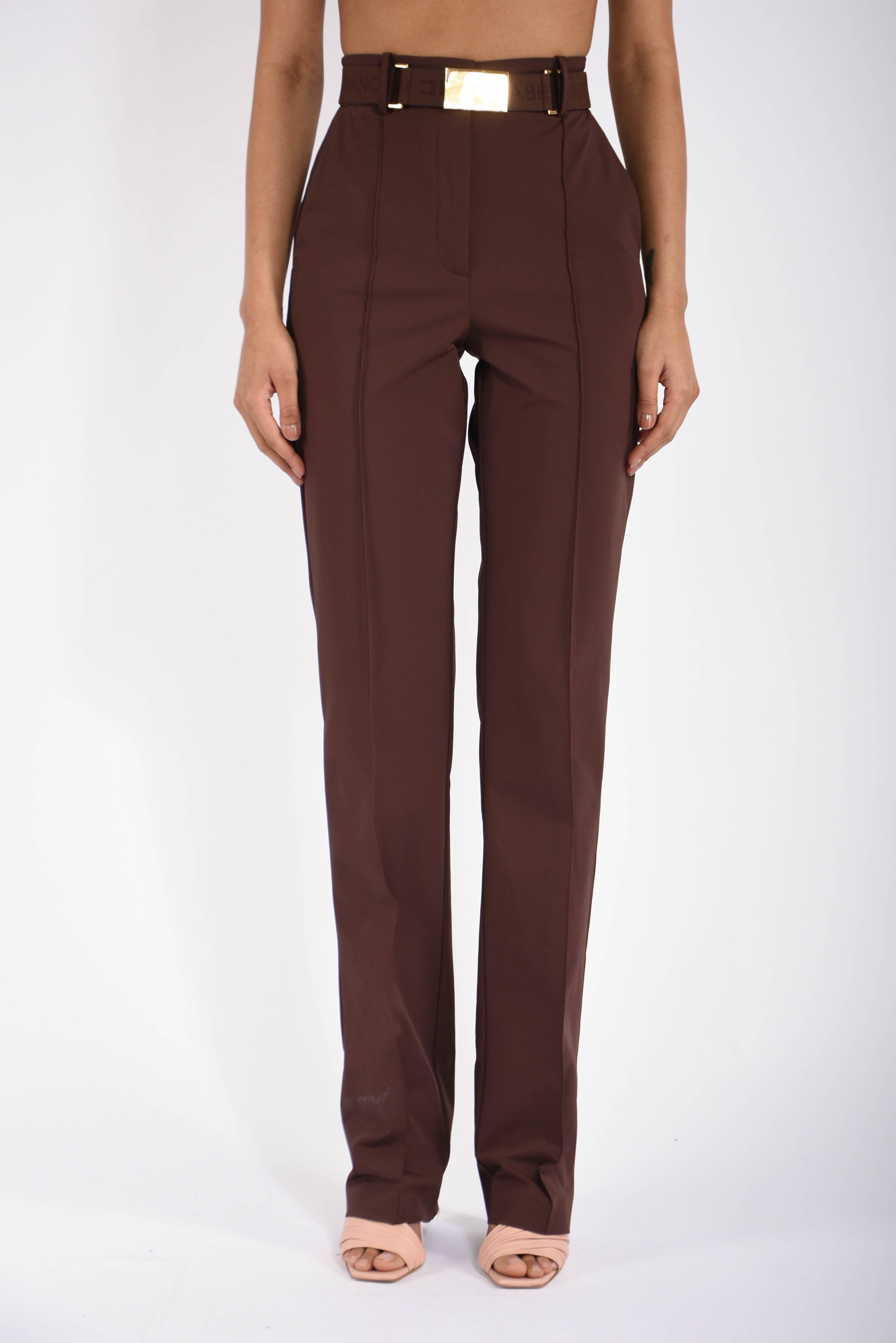 Pantaloni in tessuto tecnico bielastico con cintura