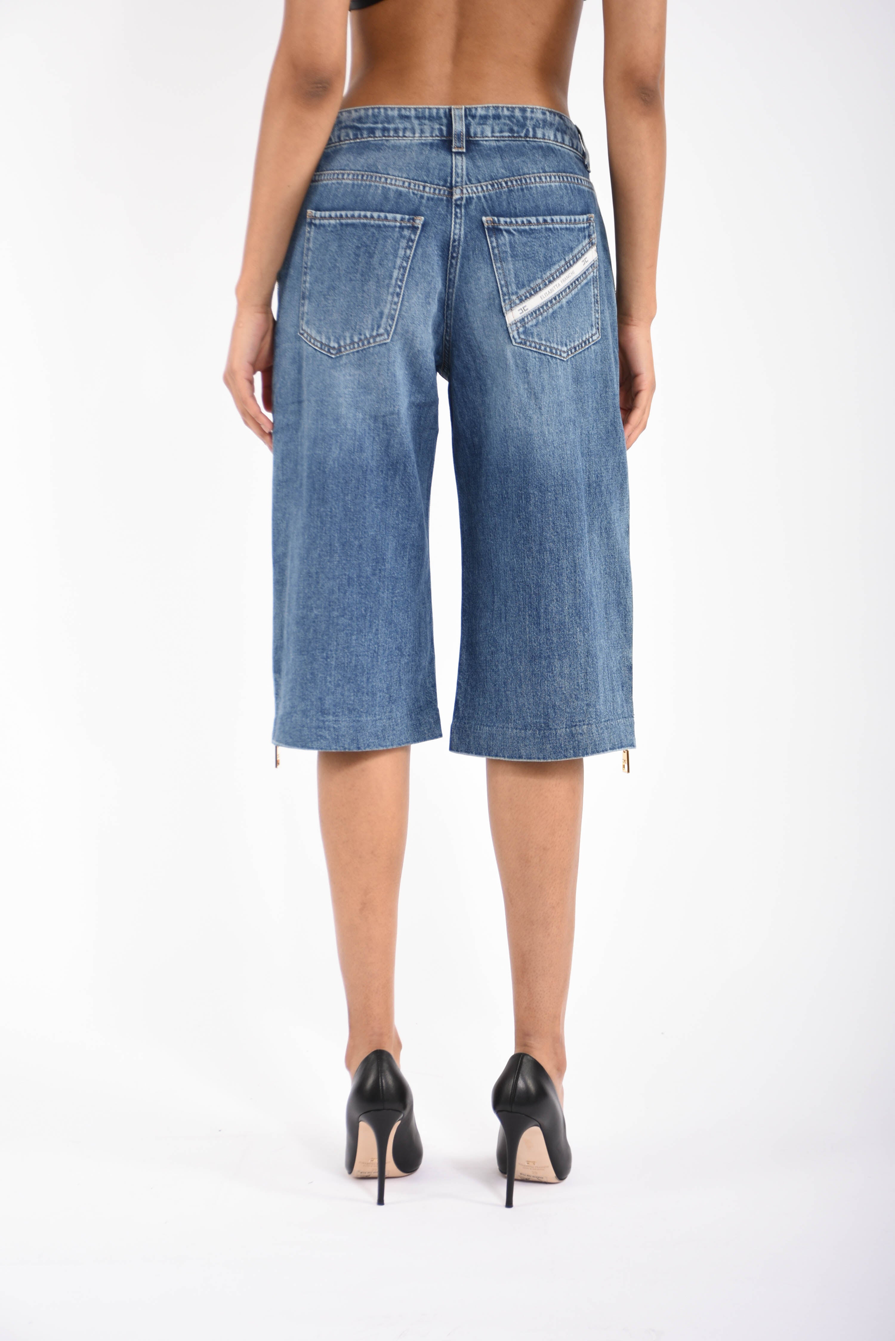 bermuda in denim con zip