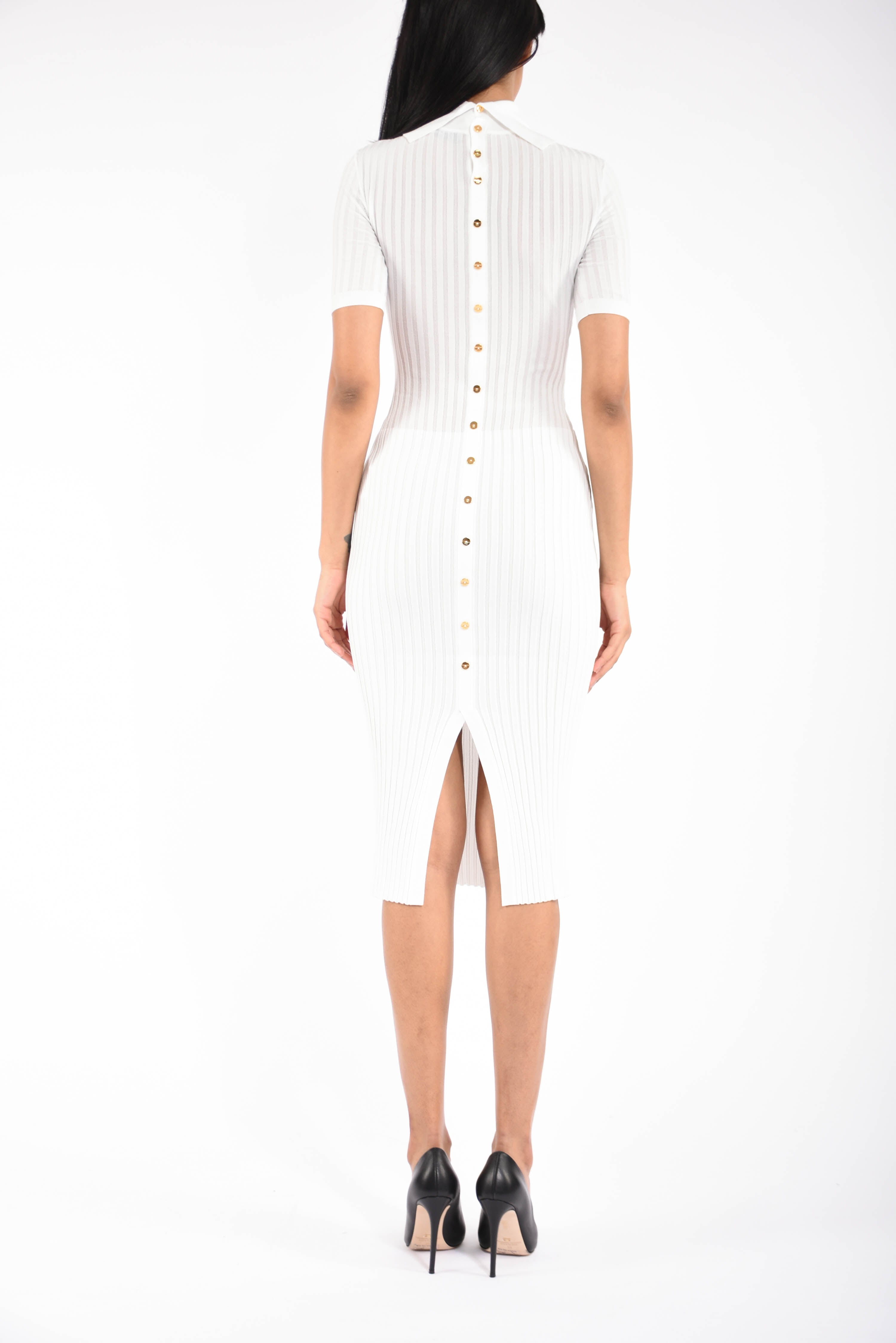 Abito midi  in maglia con trasparenze