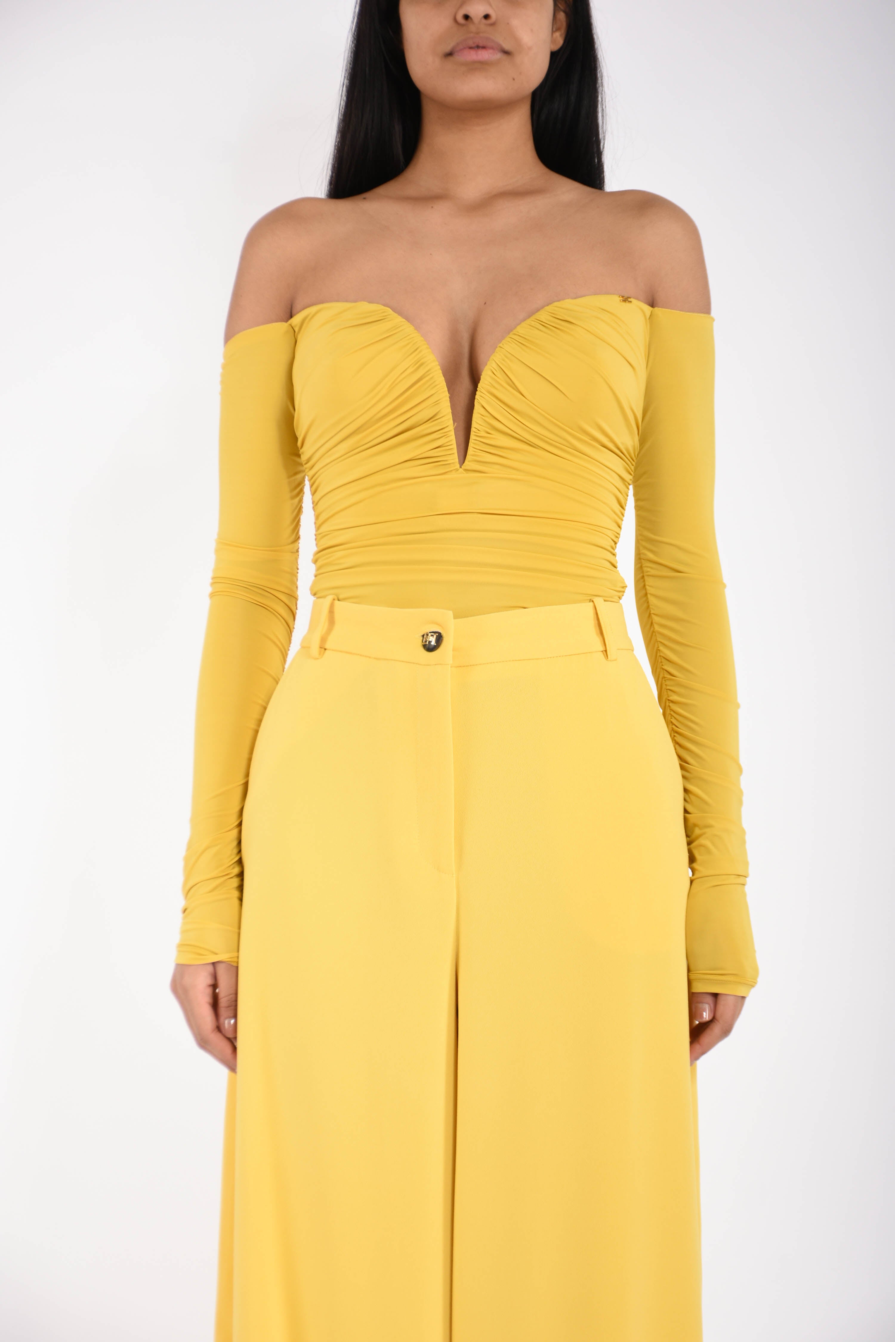 Body in jersey crêpe leggero con drappeggi