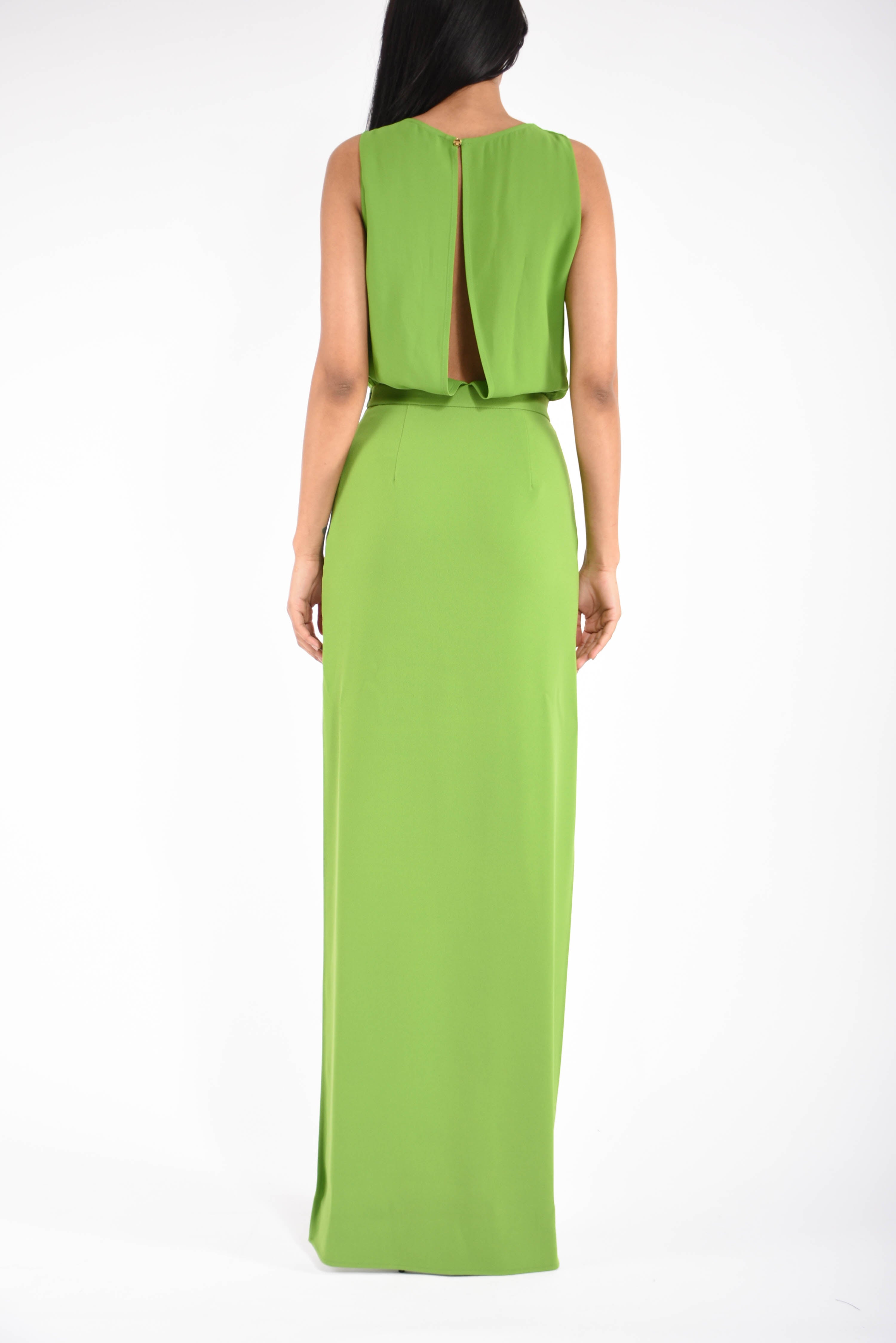 Abito mini in crèpe con coda