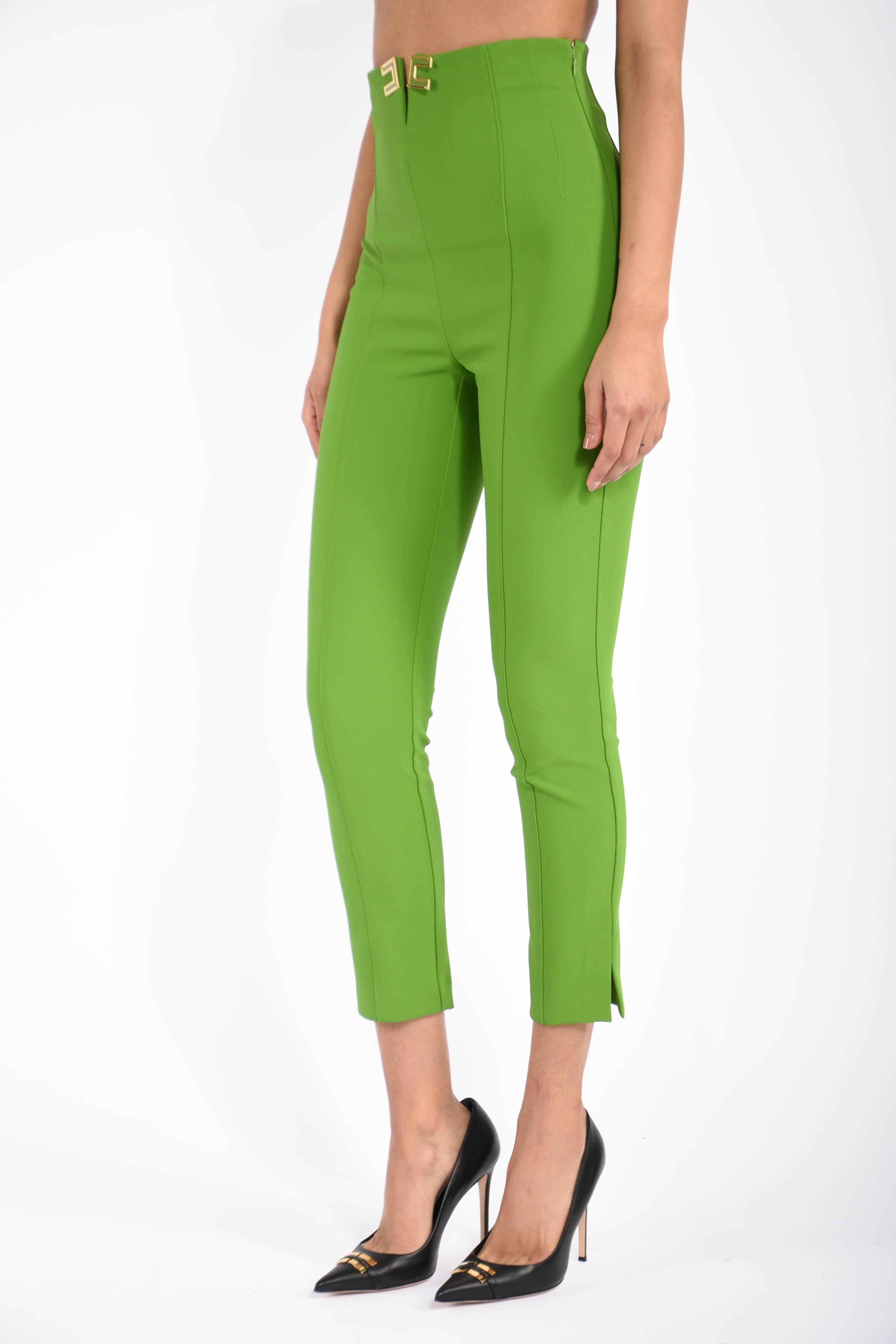 Pantaloni in doppio crêpe stretch con dettagli logo