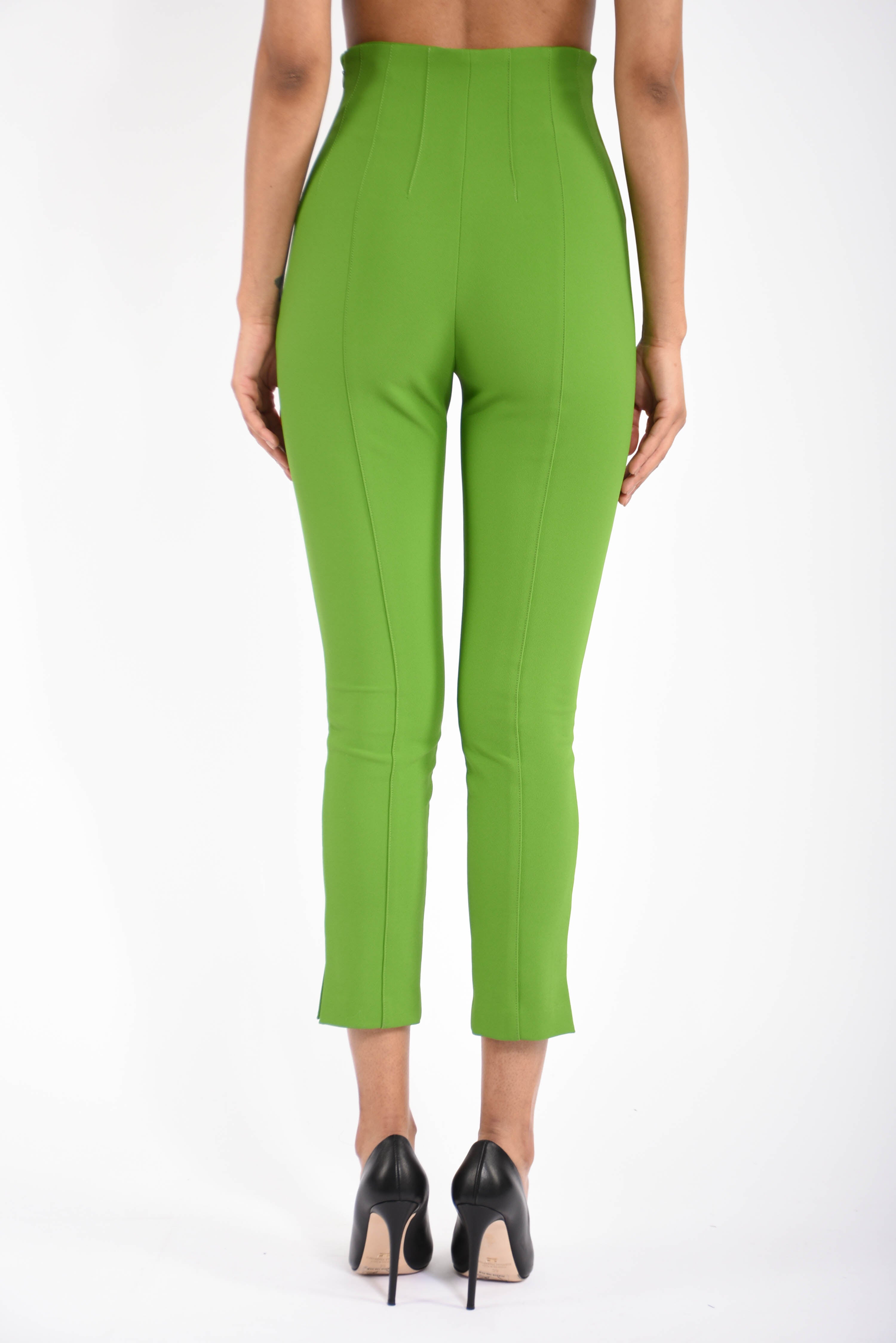 Pantaloni in doppio crêpe stretch con dettagli logo