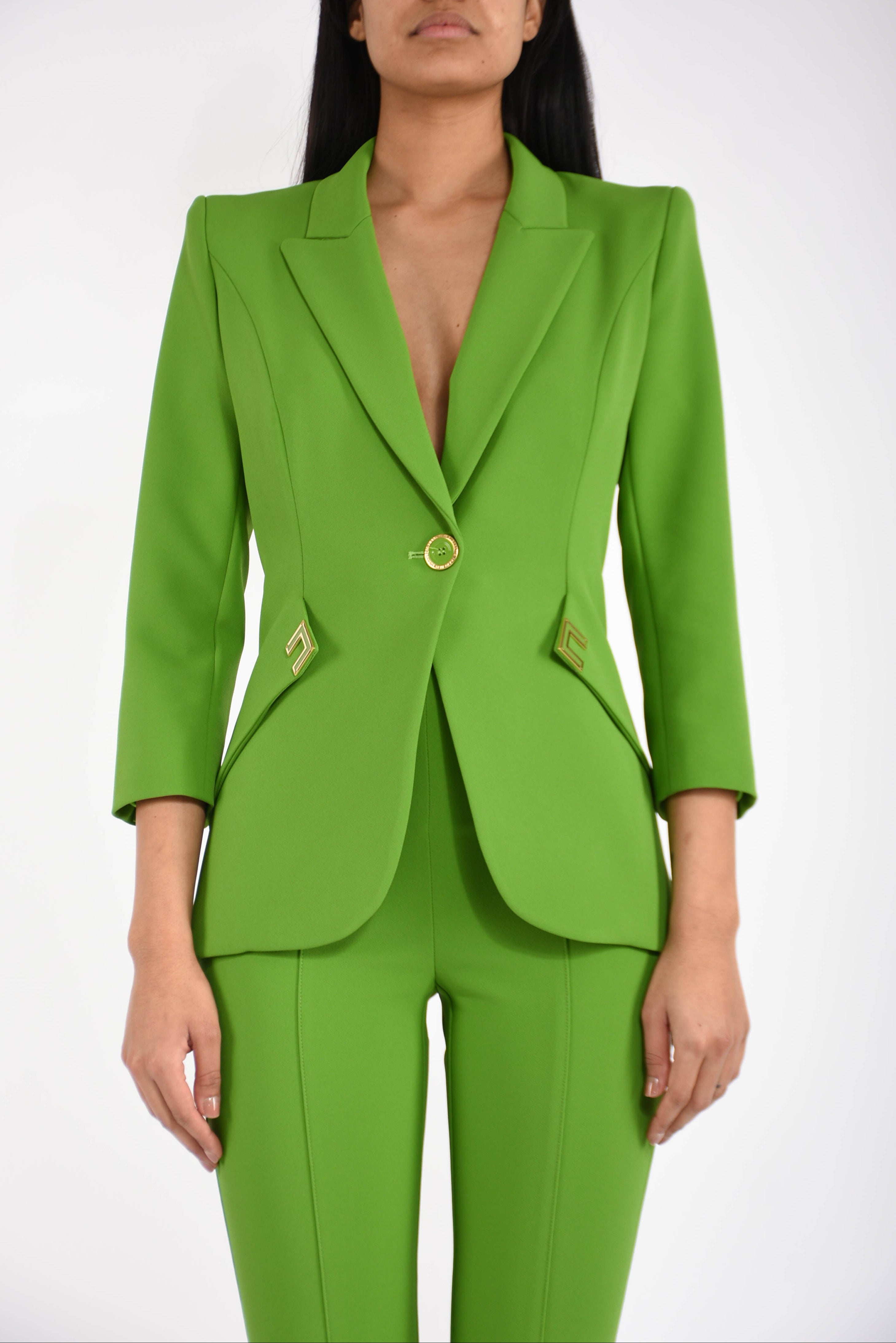 Giacca in doppio crêpe stretch con dettagli logo