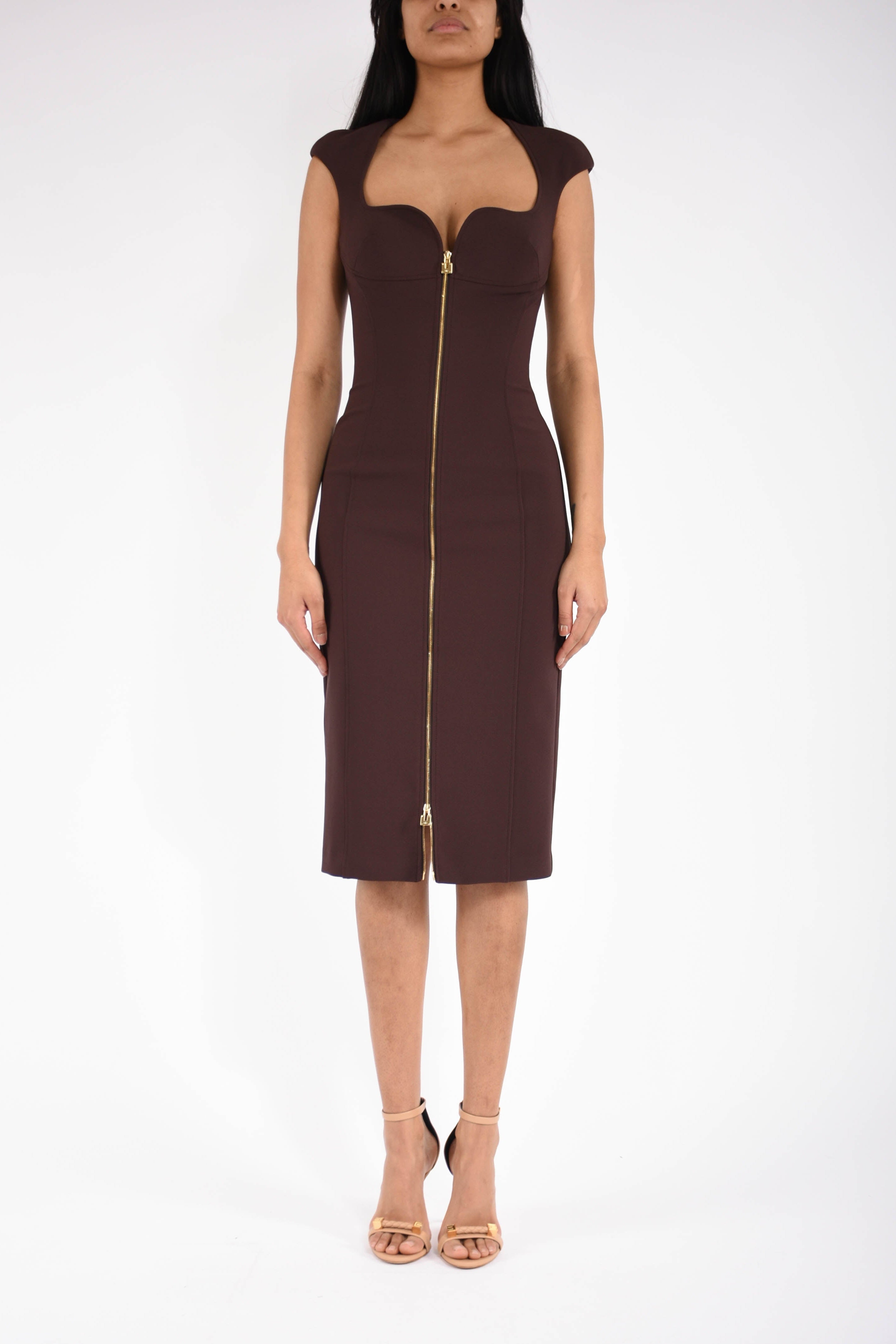 Abito midi in doppio crêpe stretch