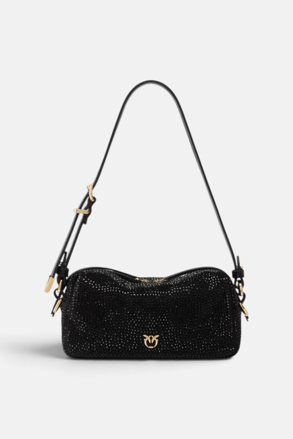 Borsa bauletto a tracolla mini effetto suede full strass 106967A3O8