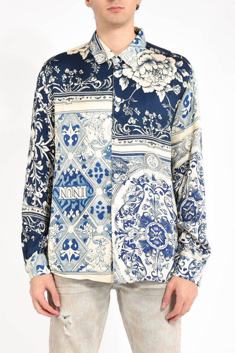 camicia old cards print
