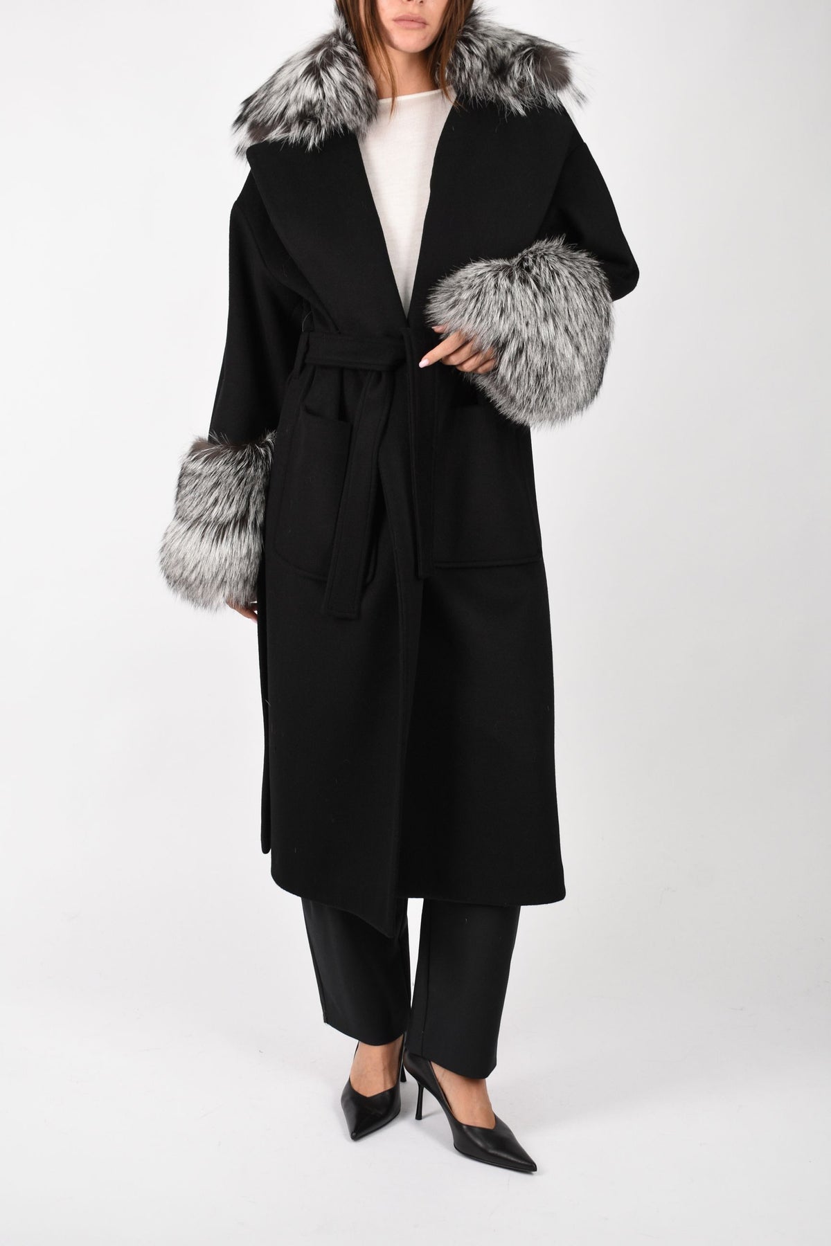 CAPPOTTO IN LANA E VOLPE CD1240