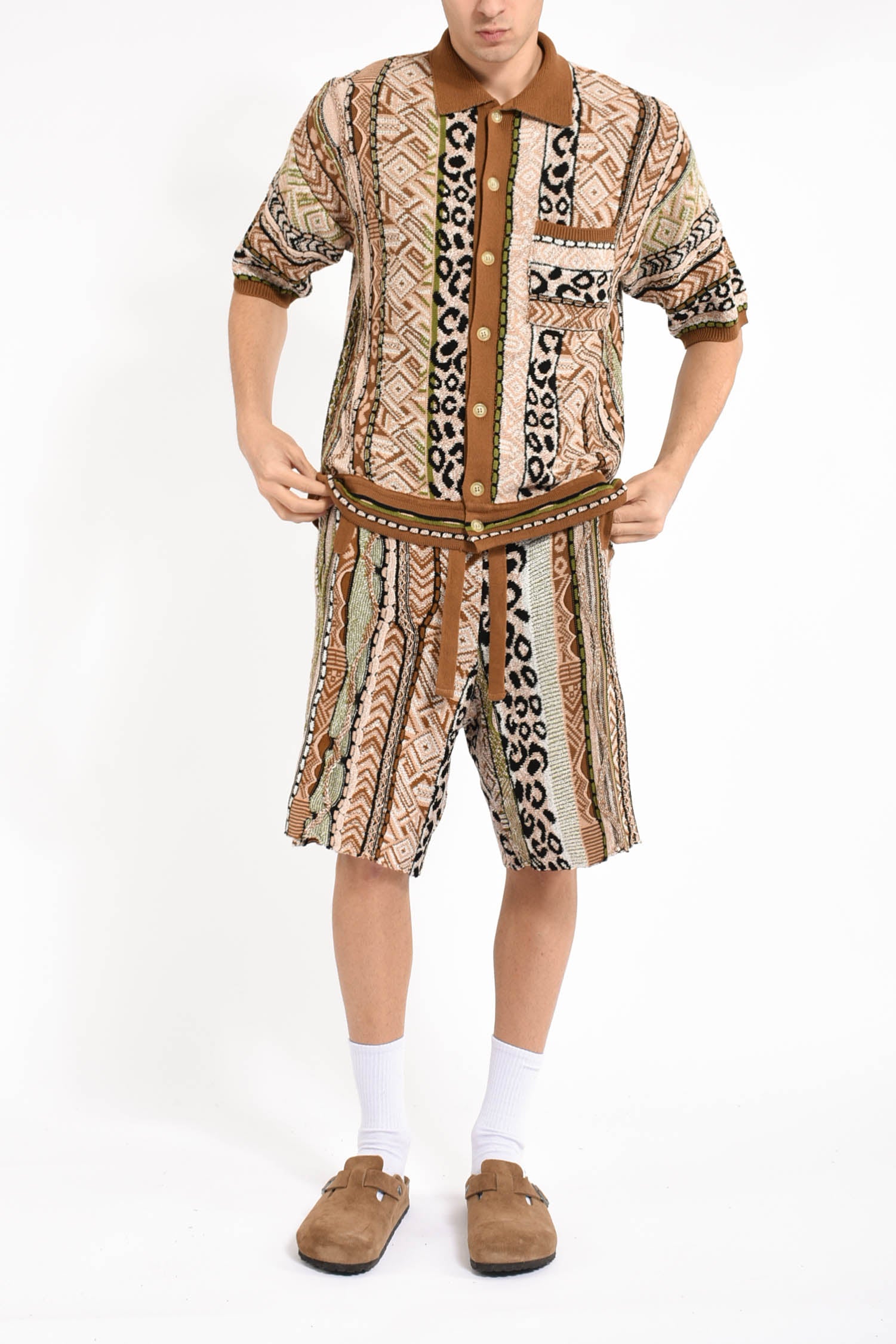 camicia in maglia jacquard