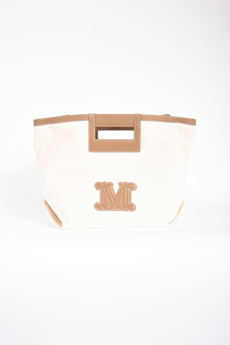 borsa shopper in canvas ecru