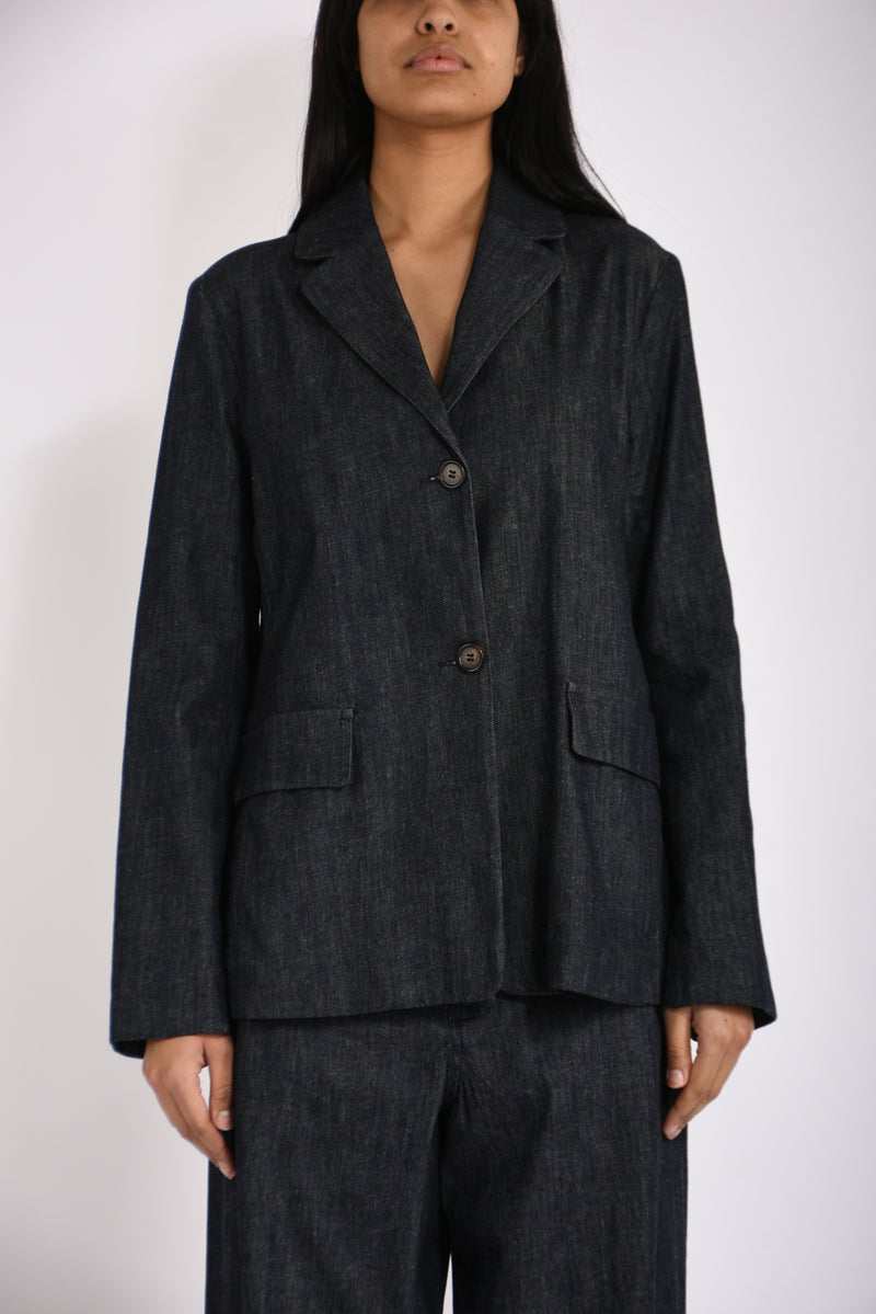 giacca monopetto in denim leone