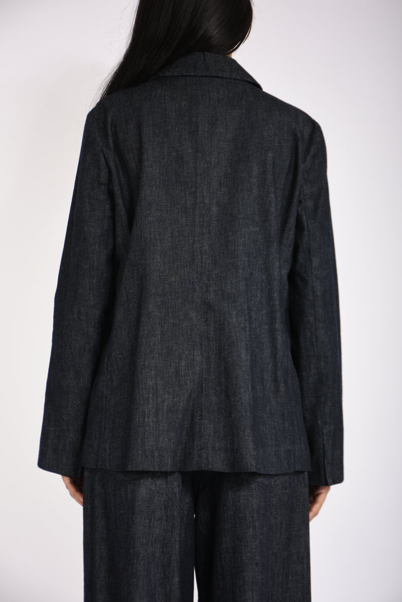 giacca monopetto in denim leone