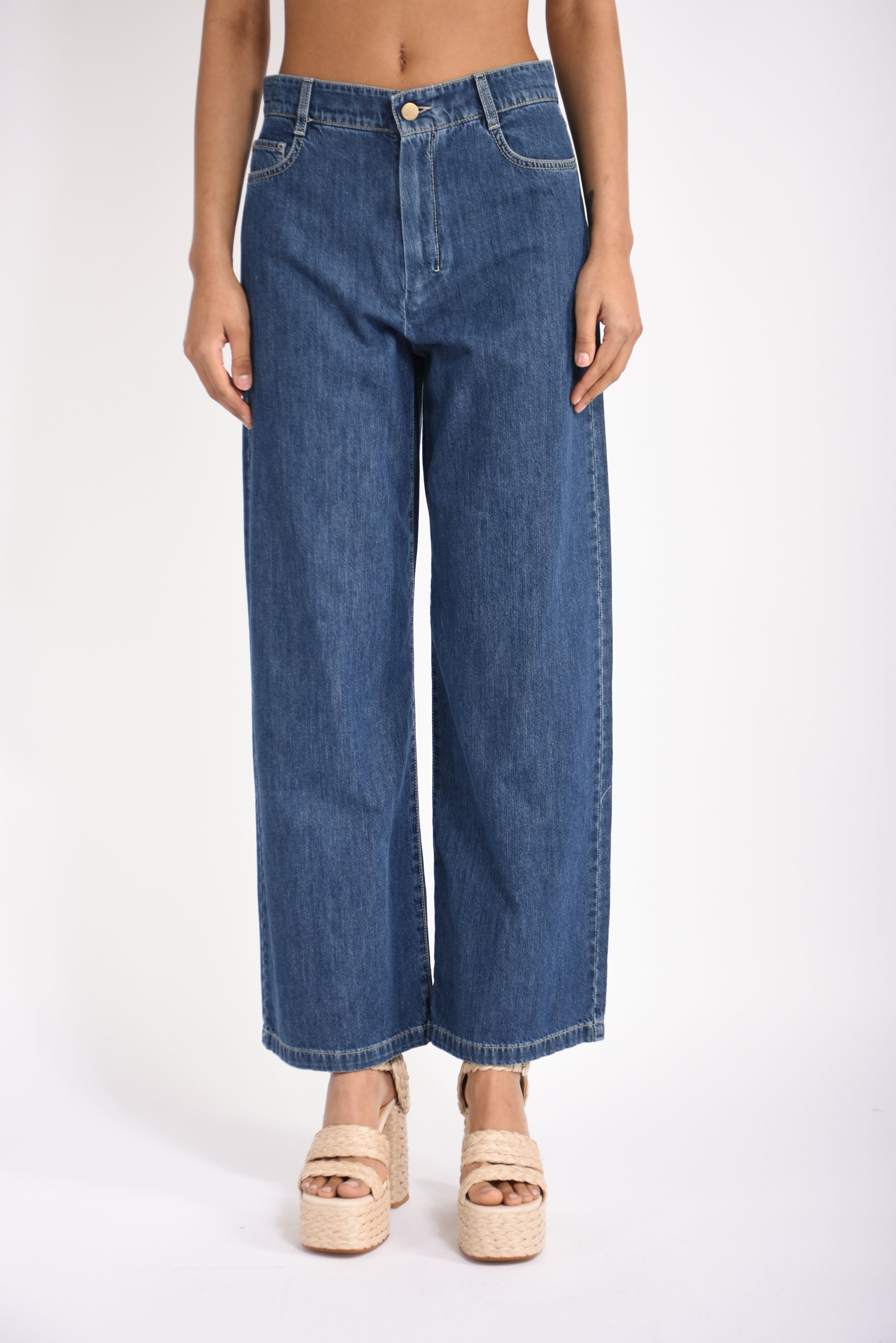Jeans wide leg in denim zeus