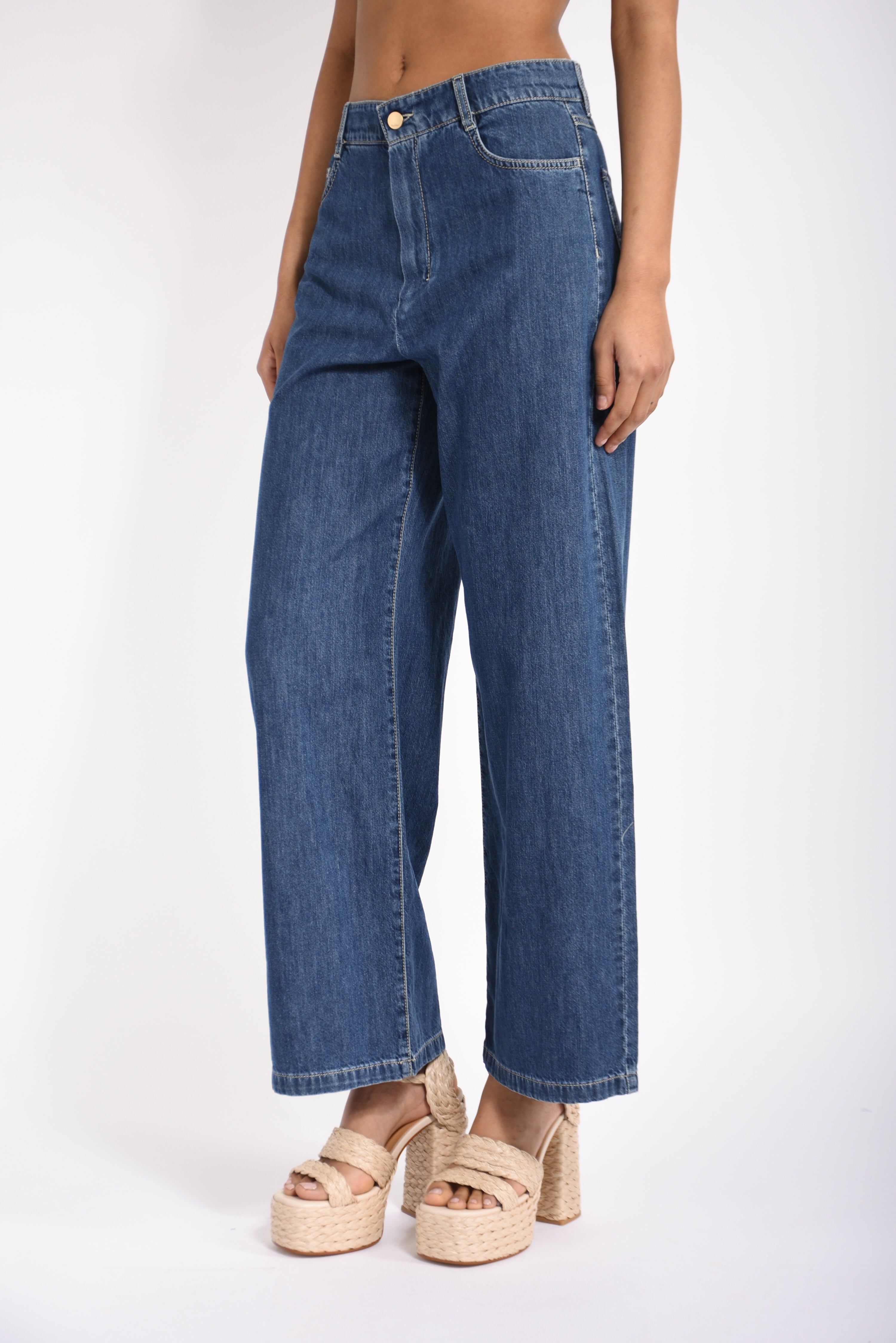 Jeans wide leg in denim zeus