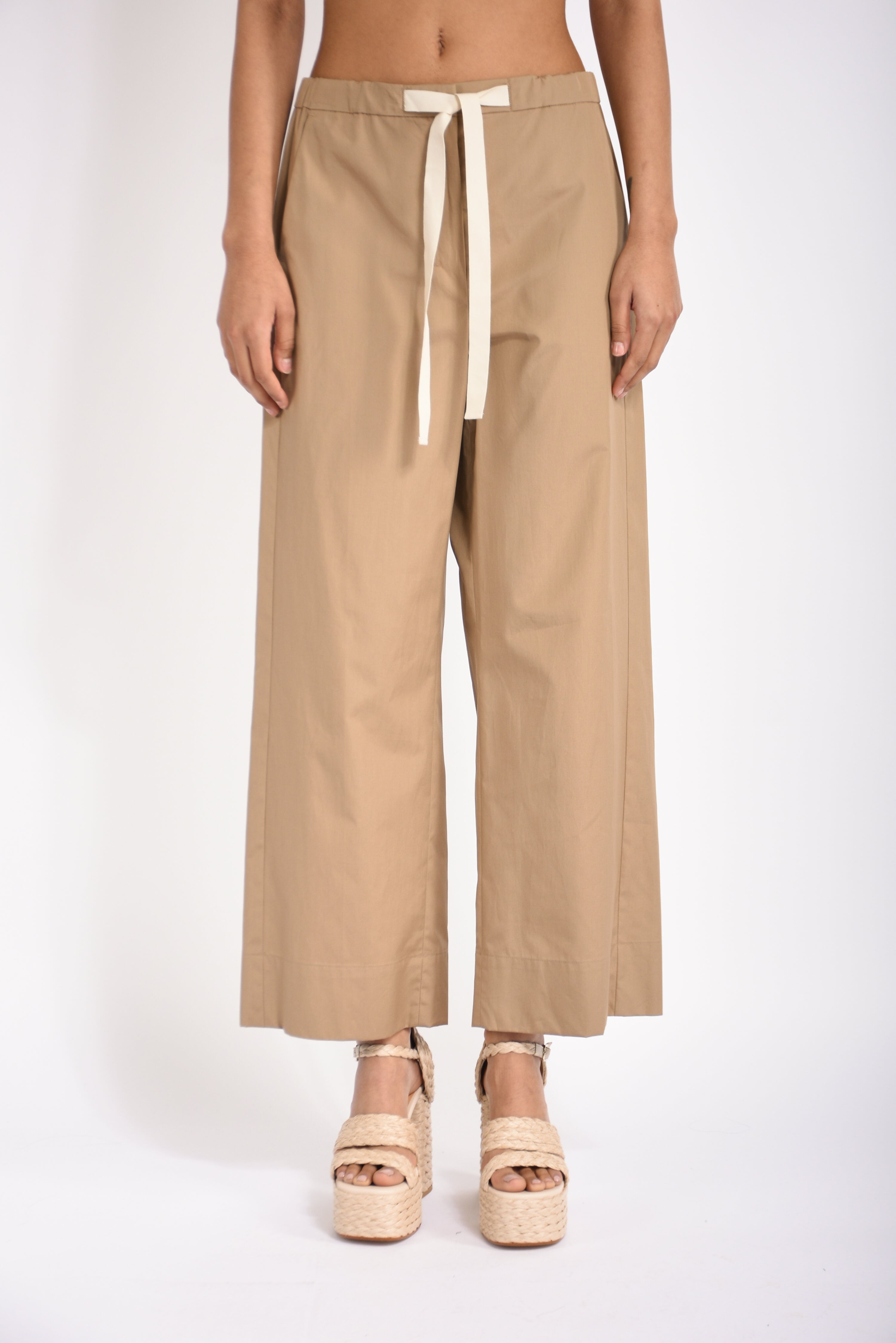 pantaloni in cotone argento