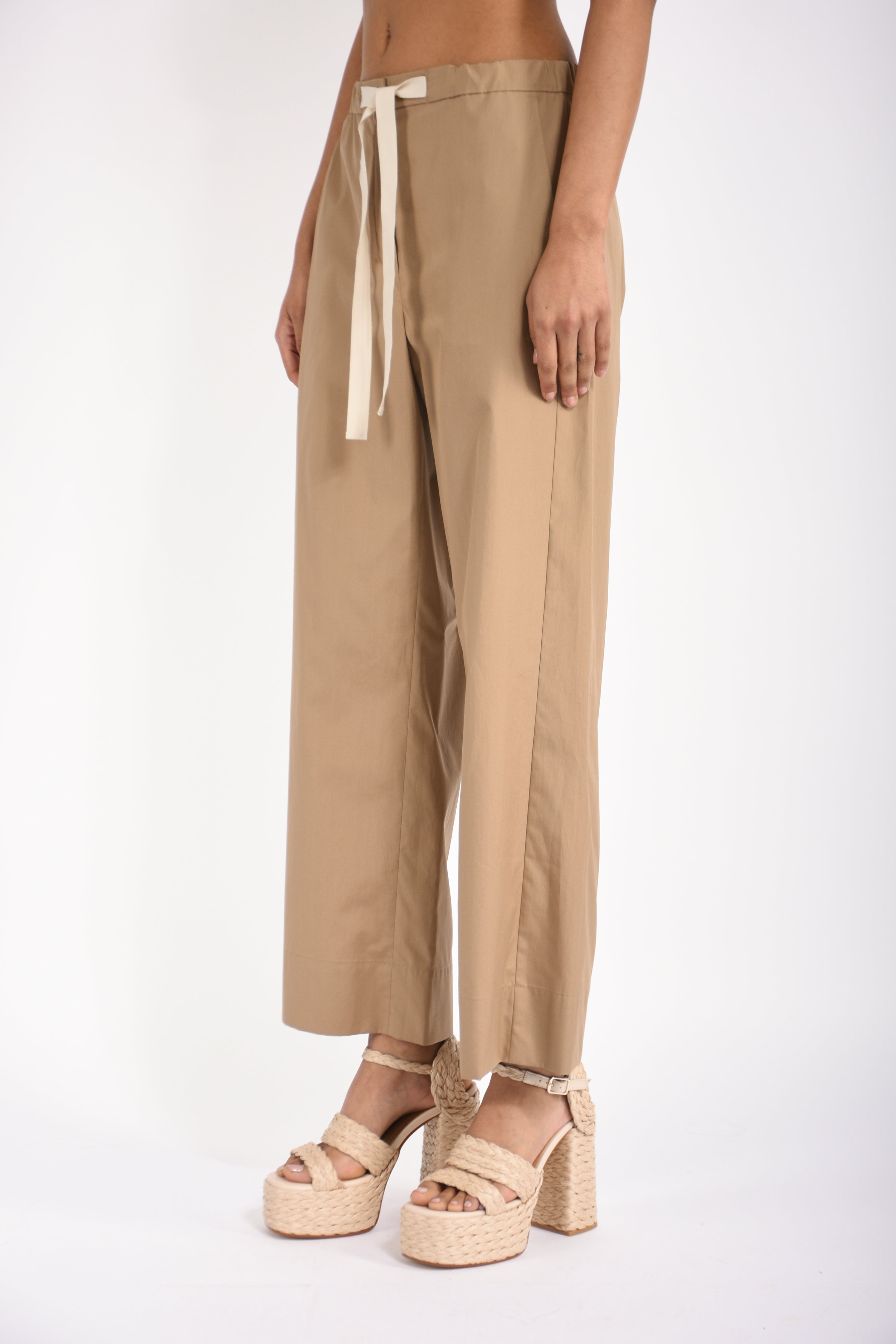 pantaloni in cotone argento