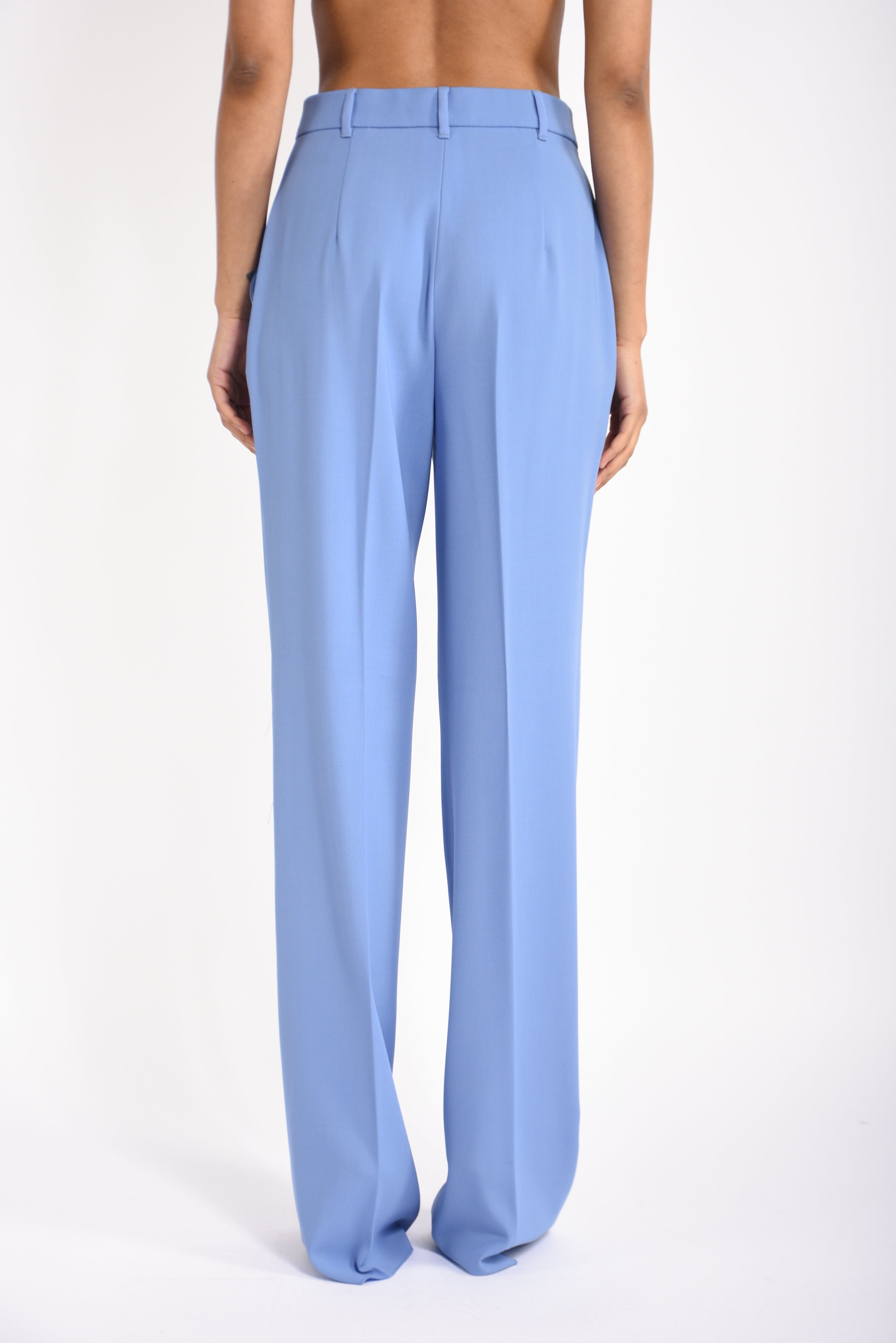 pantaloni straight leg in lana crepè quasar