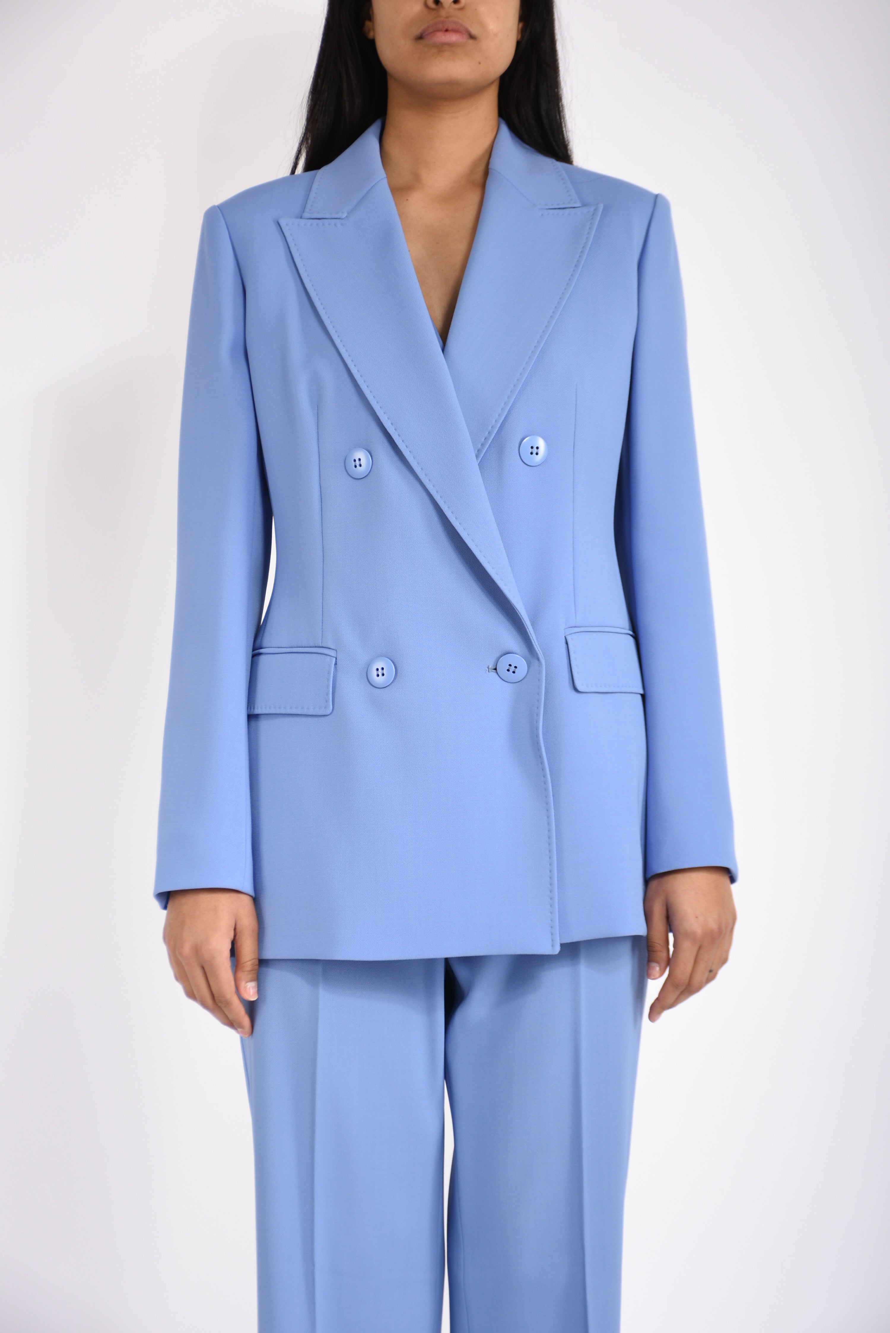 giacca sfiancata in crêpe di lana grembo