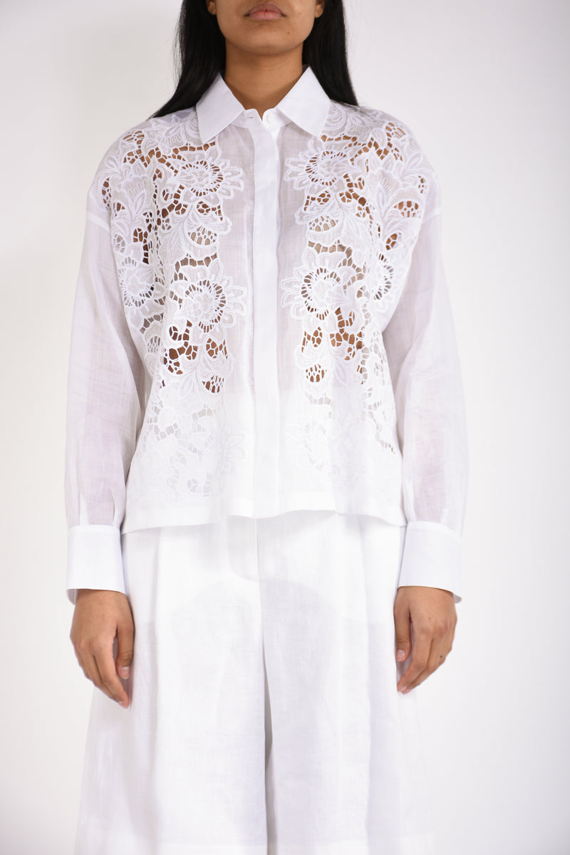 Camicia boxy in tela ramié cali