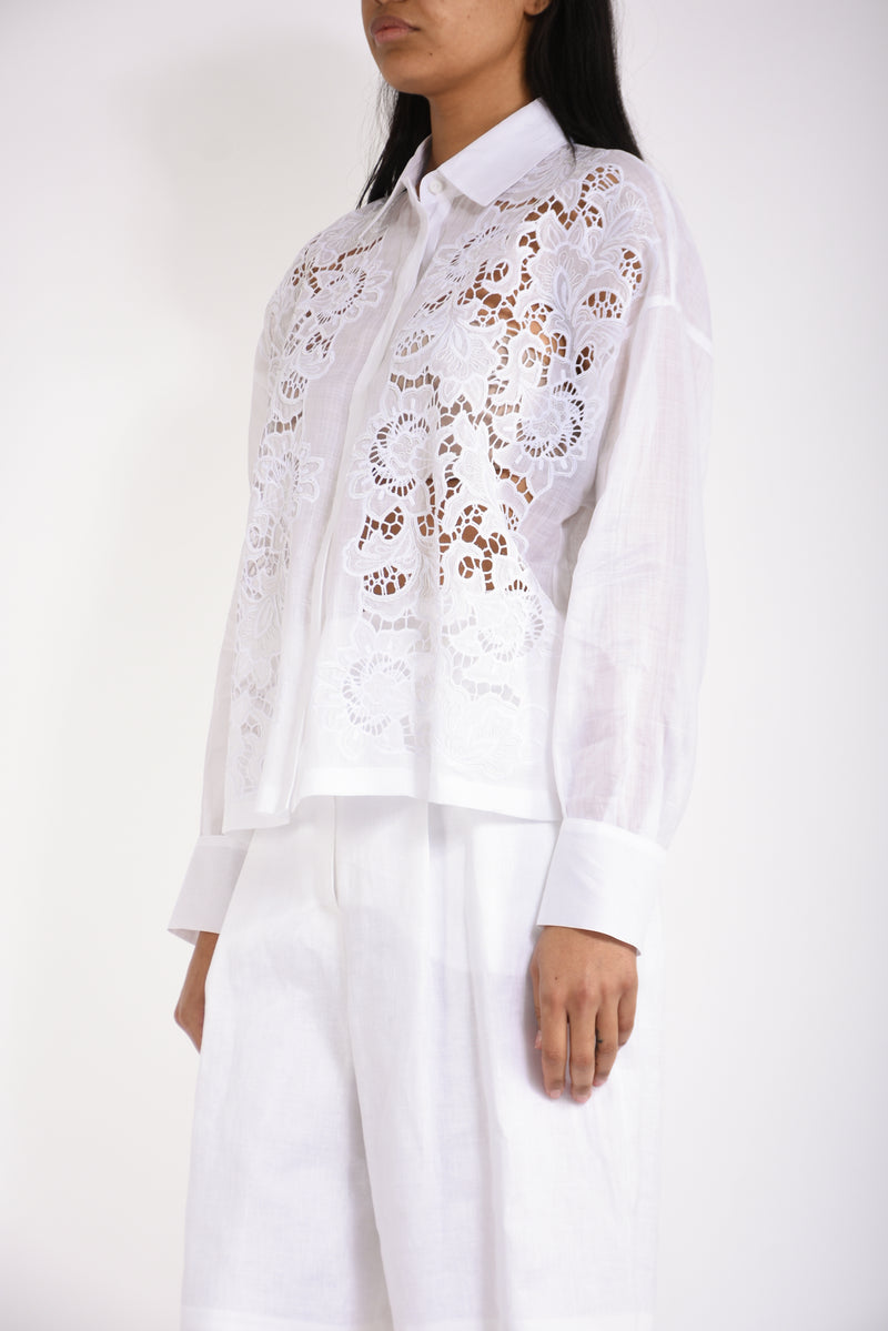 Camicia boxy in tela ramié cali