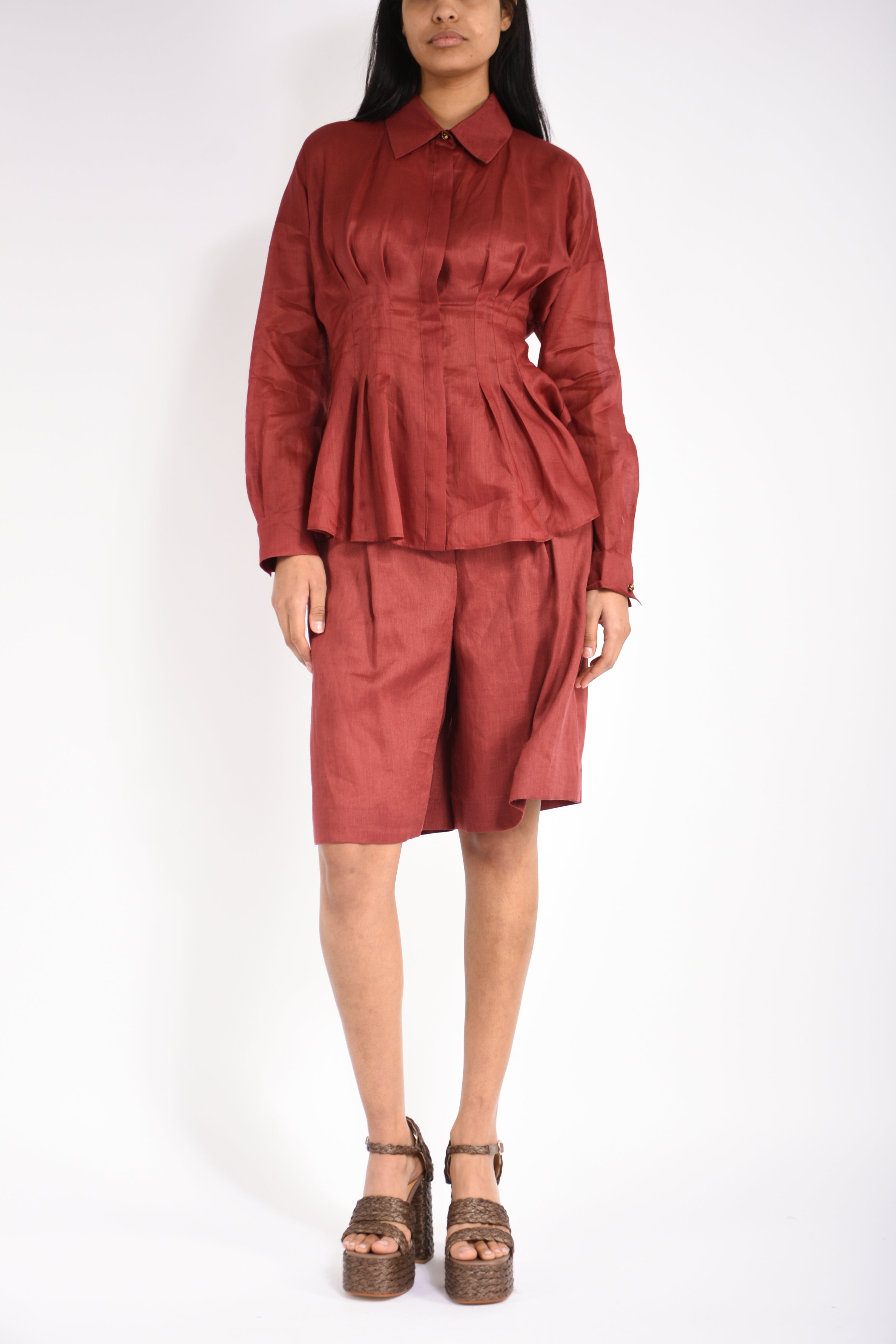 camicia in tela ramiè ora