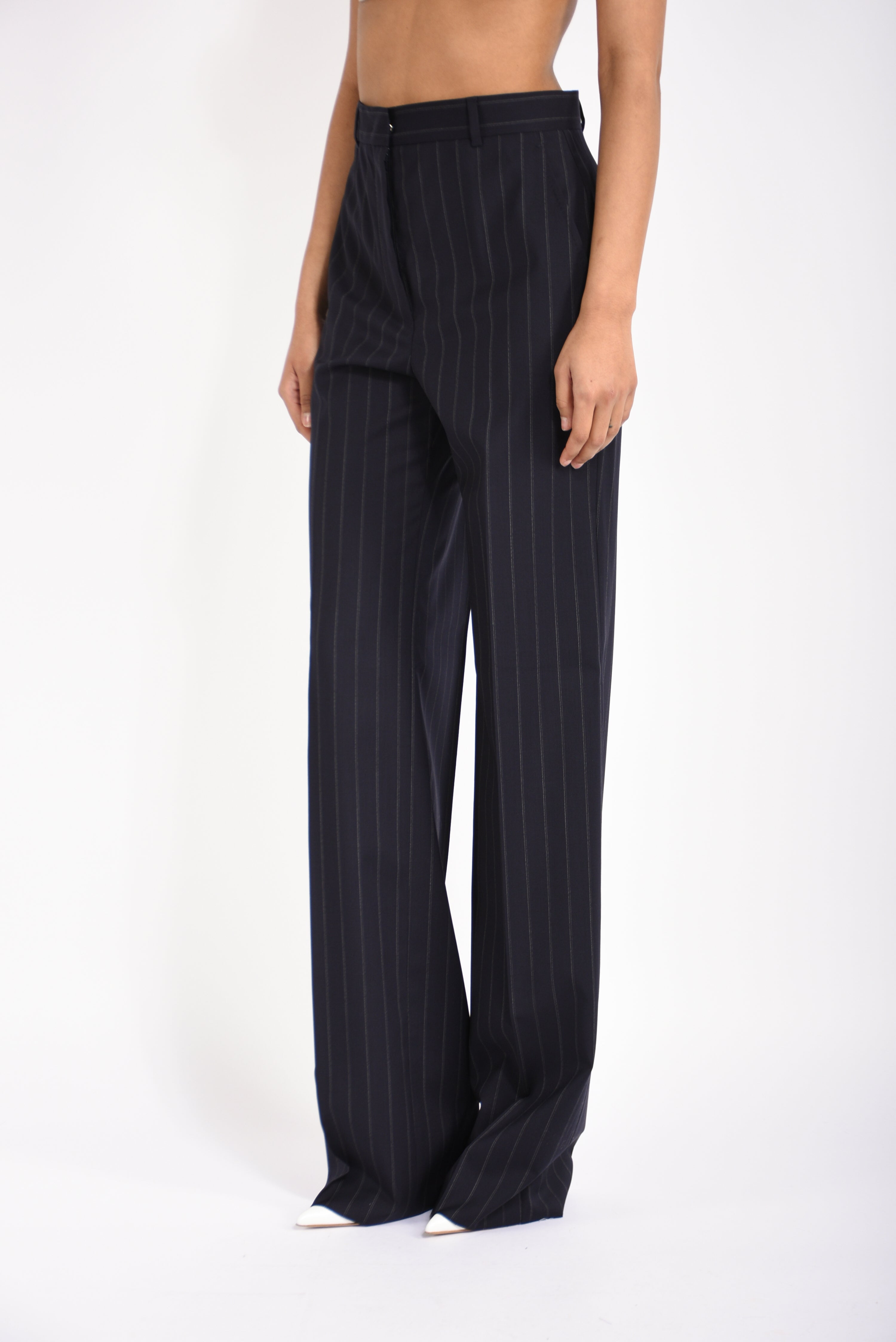 Pantaloni in lana gessata enfasi