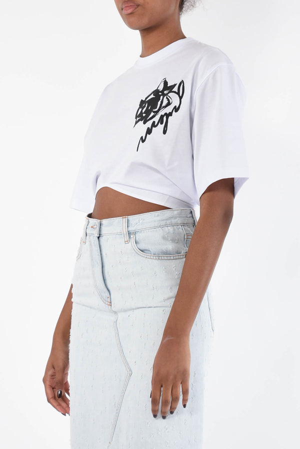 MSGM t-shirt cropped in cotone