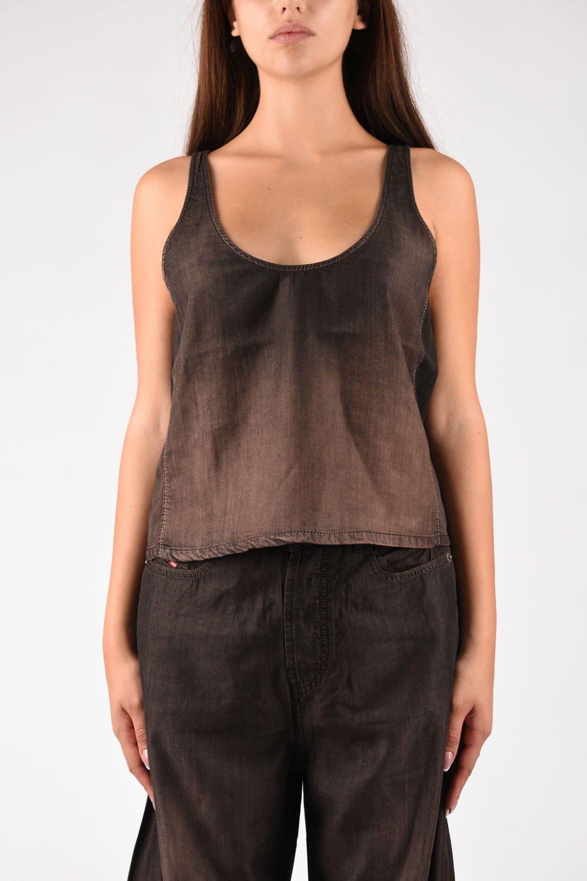 Canotta in denim fluido spalmato
 DE NORIAN-S A23282068YF