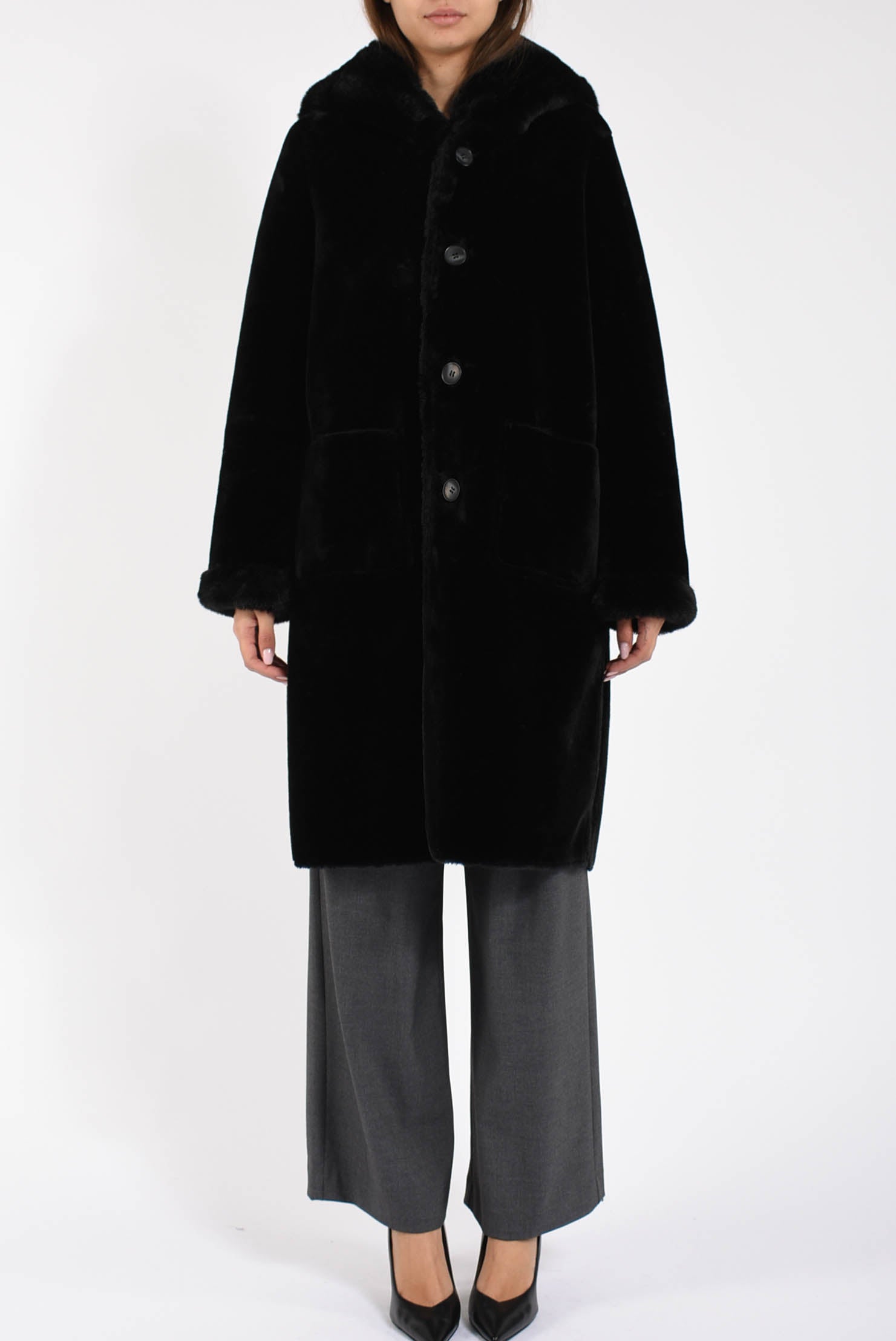 cappotto reversibile in ecopelliccia