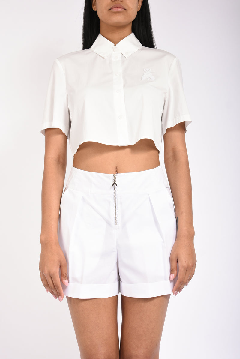 camicia cropped in cotone