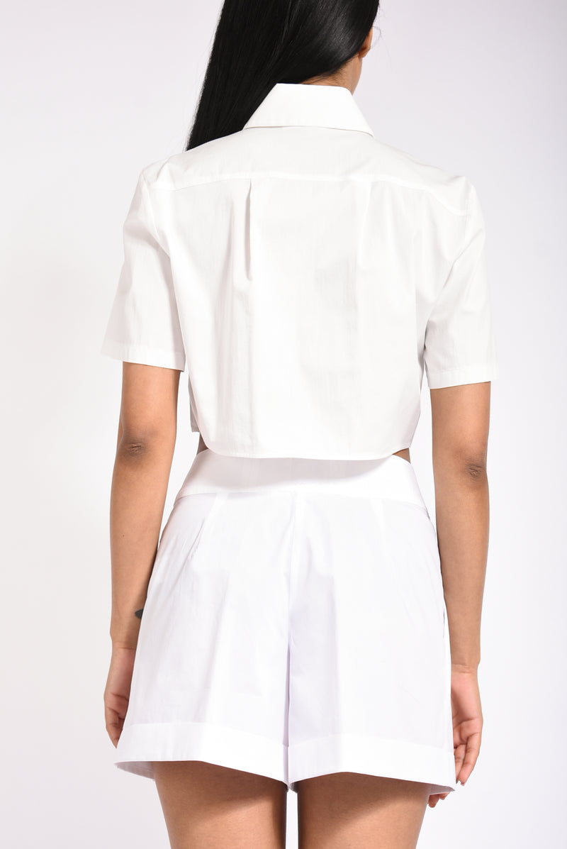 camicia cropped in cotone