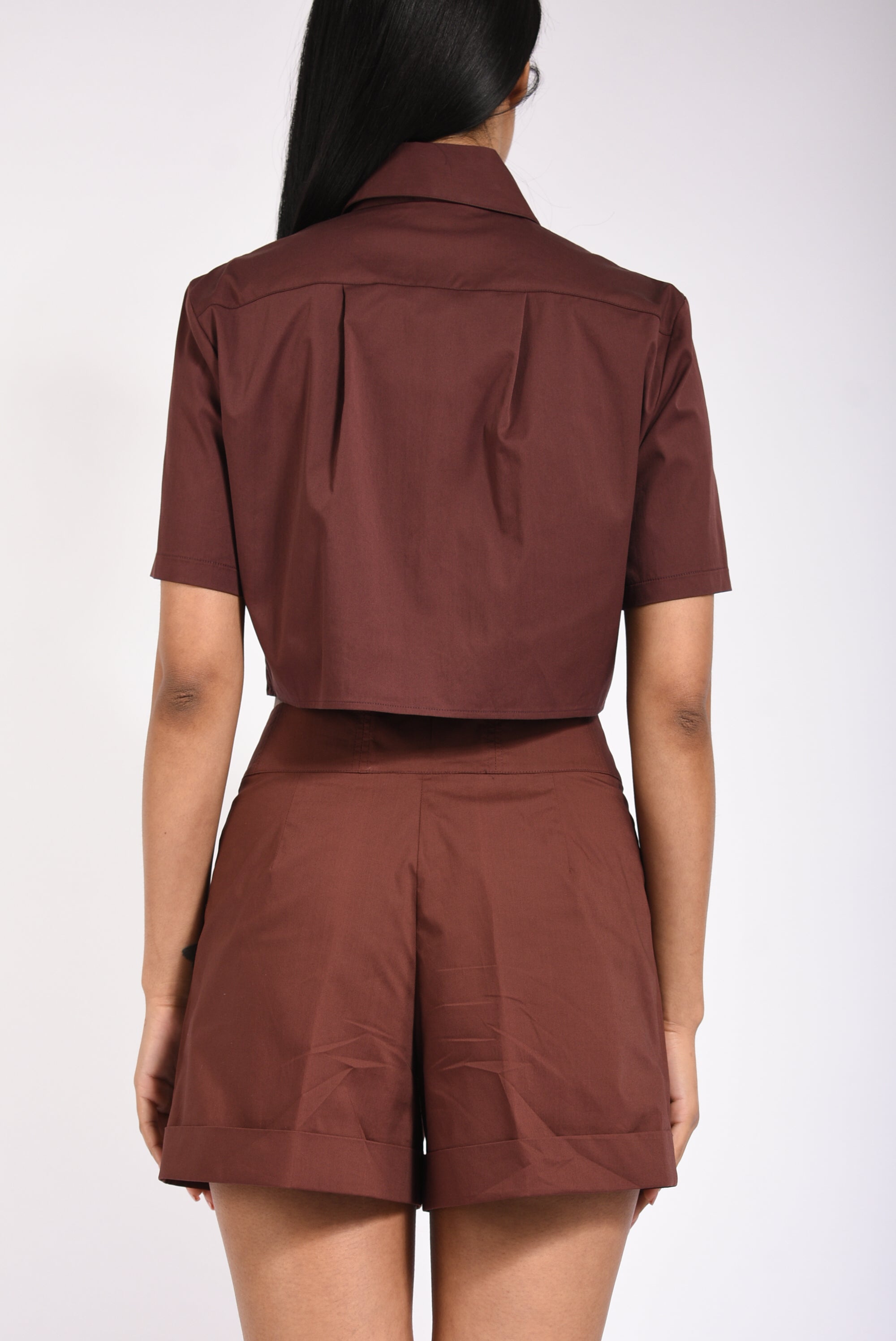 camicia cropped in cotone