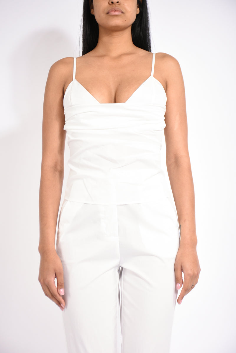 Top in popeline con drappeggi