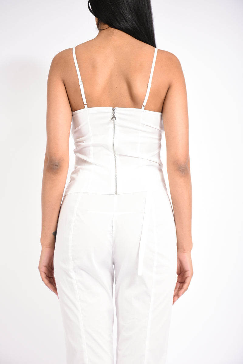 Top in popeline con drappeggi