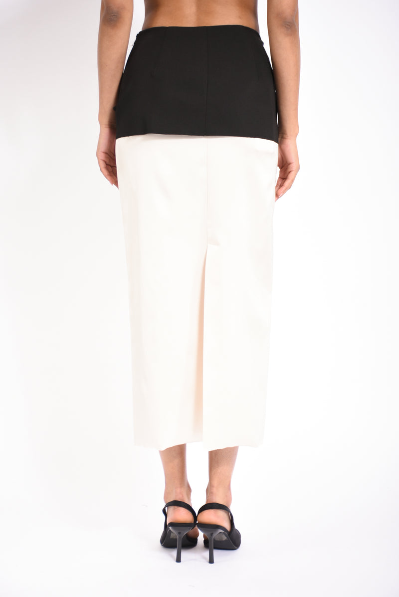 Gonna midi color block in misto viscosa